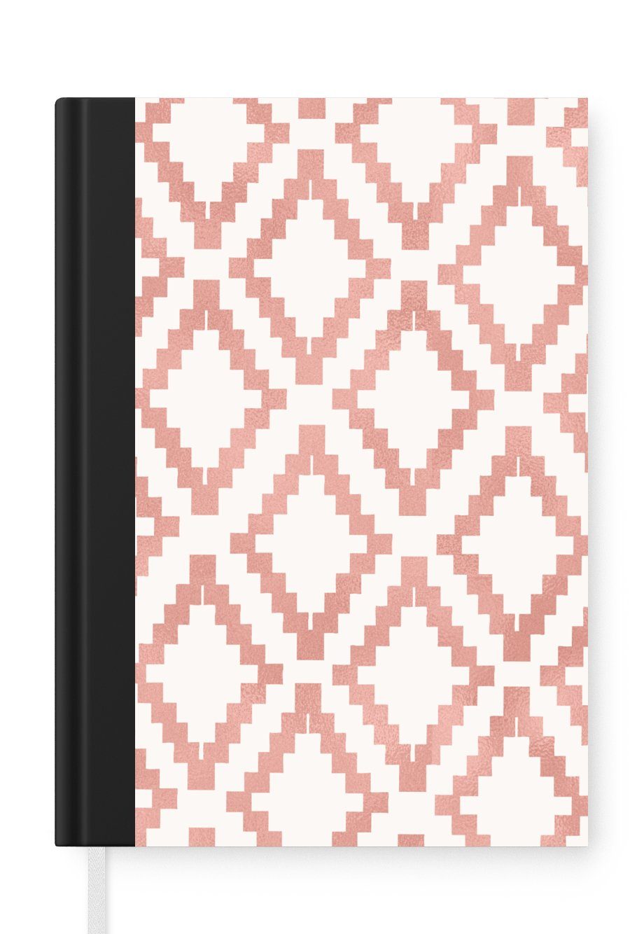 MuchoWow Notizbuch Muster - Luxus - Rosa - Weiß, Journal, Merkzettel, Tagebuch, Notizheft, A5, 98 Seiten, Haushaltsbuch | Notizbücher