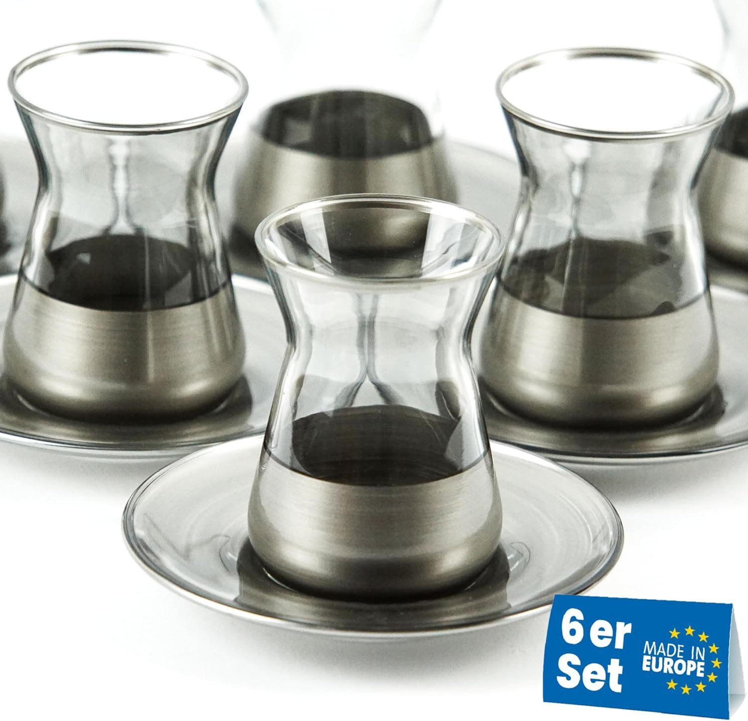 Lyros Teeglas & Untersetzer, Handverarbeitet, Türkische Чайные стаканы, Cay Bardagi