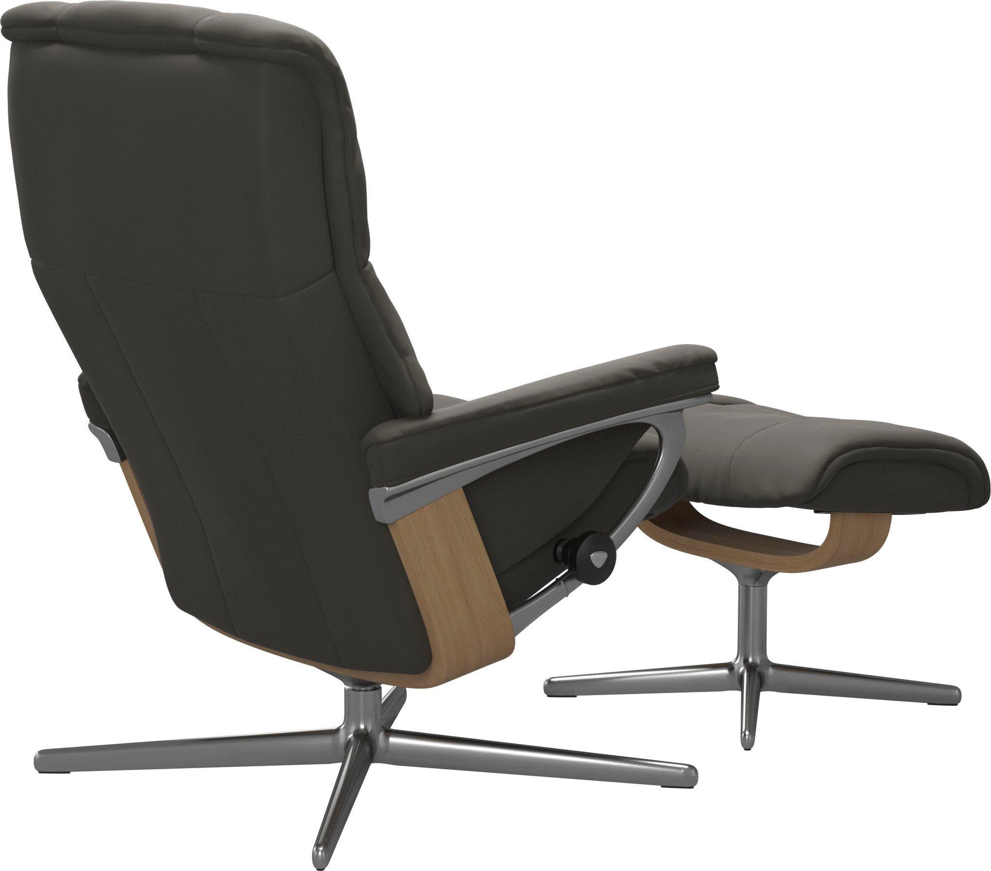 Stressless® Relaxsessel & Holzakzent Cross mit Eiche M Hocker, Mayfair Hocker), (Set, L, Relaxsessel mit Base, S, mit Größe