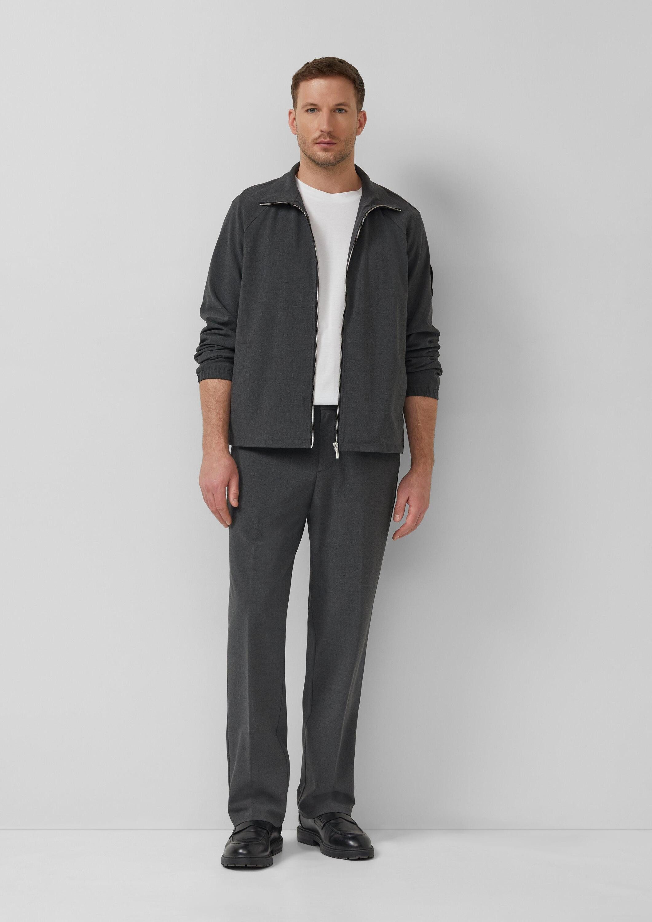 s.Oliver Chinos Hose Wide-Leg-Hose mit Elastikbund aus meliertem Stretch-Gewebe