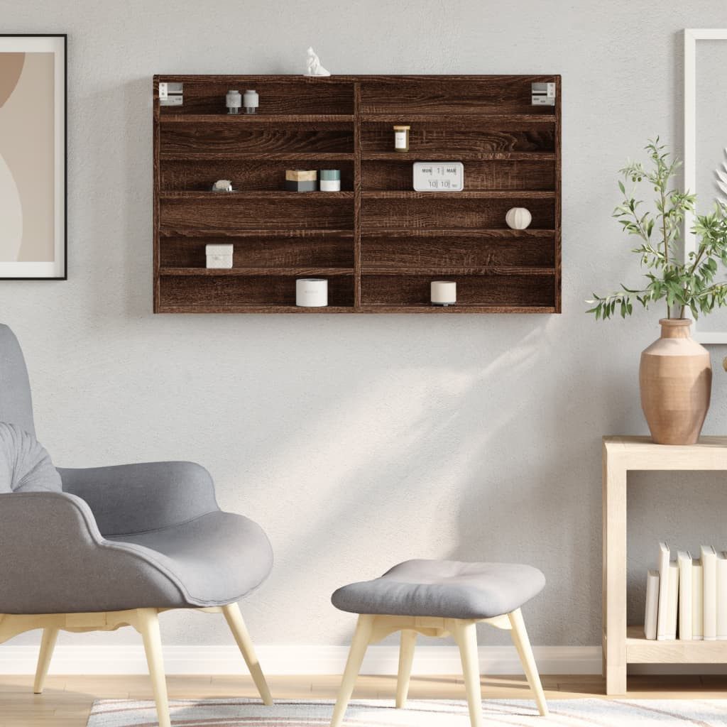 vidaXL Regal Vitrinenschrank Braun Eichen-Optik 100x8,5x58 günstig online kaufen