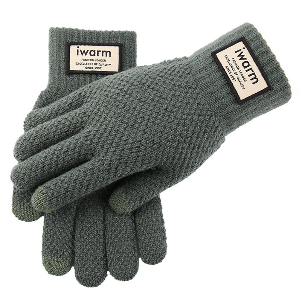 ManKle Strickhandschuhe Damen Winter Handschuhe Warme Touchscreen Gestrickte Fäustlinge Grün