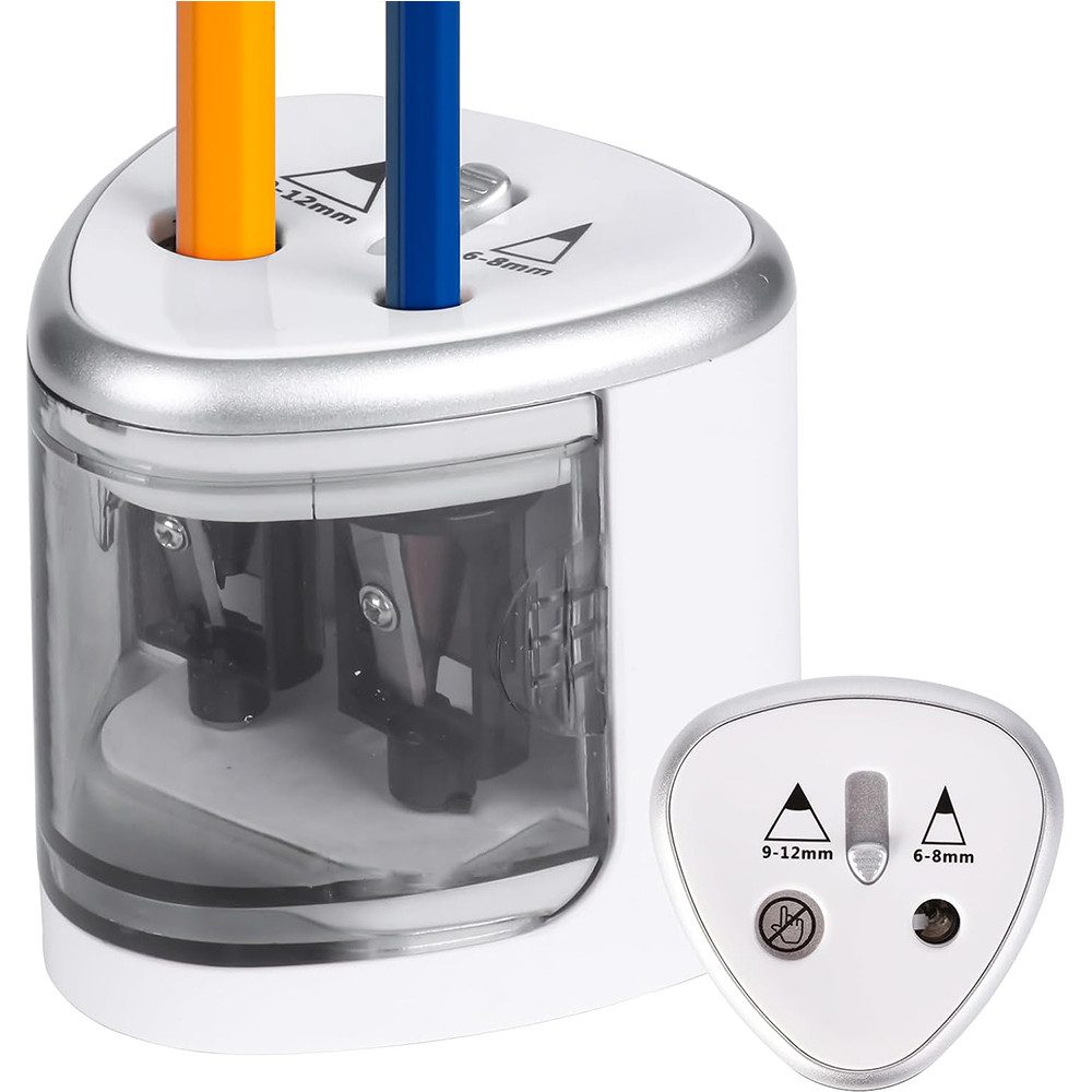 AFKSMILE Anspitzer Elektrischer Bleistiftspitzer, Doppelloch-Batteriespitzer, Anspitzer, Für 6-12mm No.2/Buntstifte, für Schule/Klassenzimmer/Büro/Haus