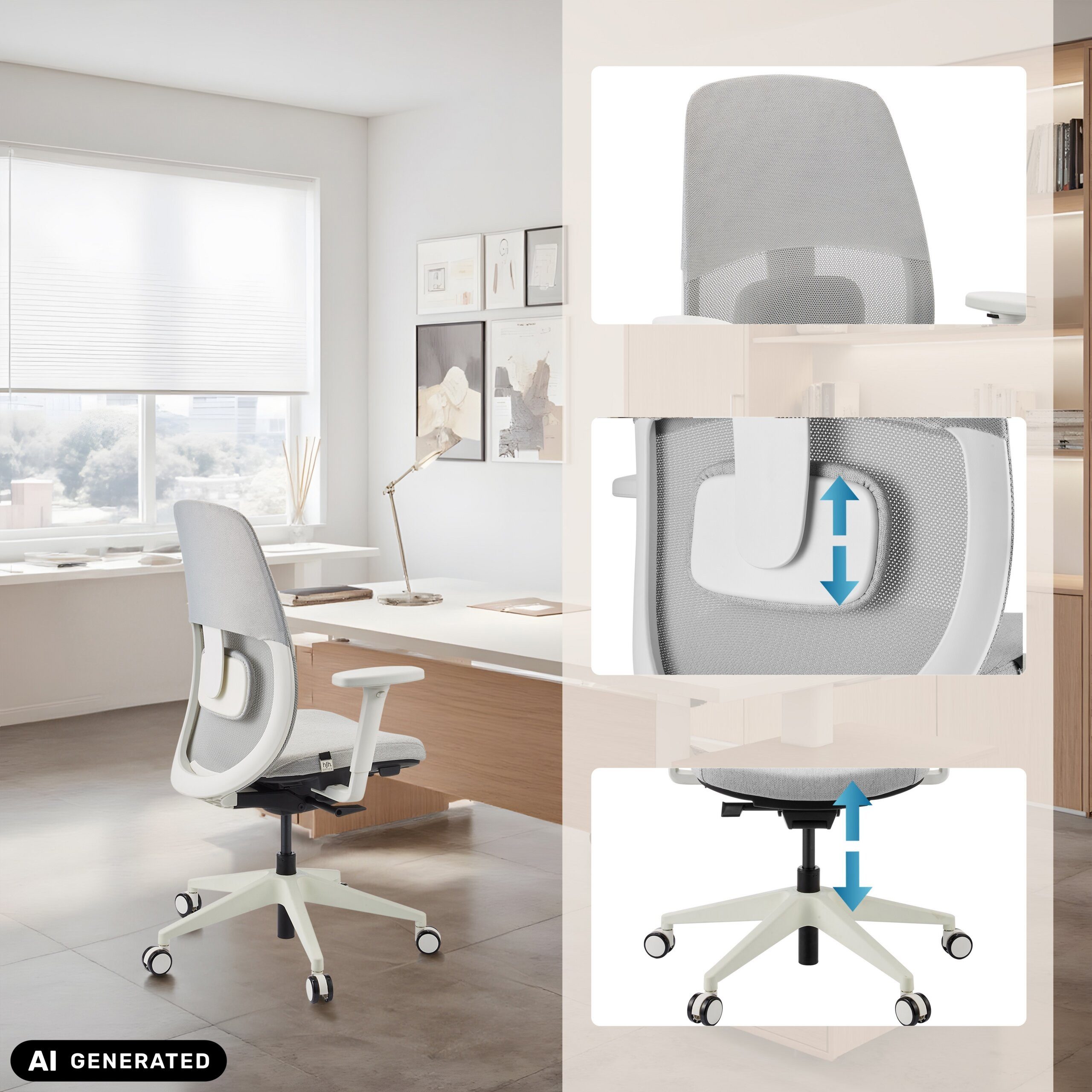 hjh OFFICE Drehstuhl Profi Bürostuhl Skandis Stoff / Netzstoff (1 St), Ergonomischer Chefsessel, Schreibtischstuhl höhenverstellbar