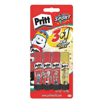 PRITT Klebestift Sport, (4-tlg), 4er Set, 3x 11 g & 1x 10 g, mit Verschlusskappe