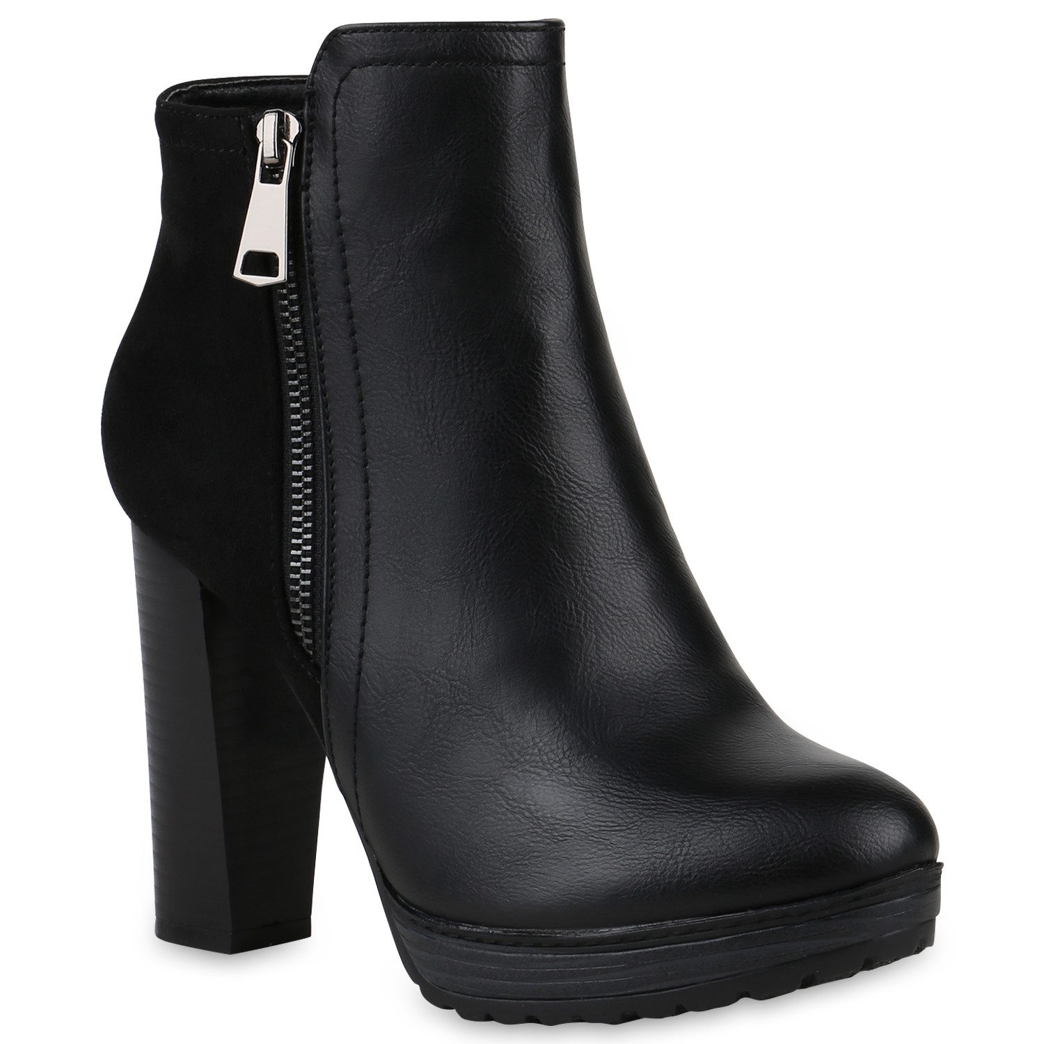 VAN HILL 818507 Plateaustiefelette Damen Stiefeletten Chloe Trendige Plateau Boots hoher Absatz