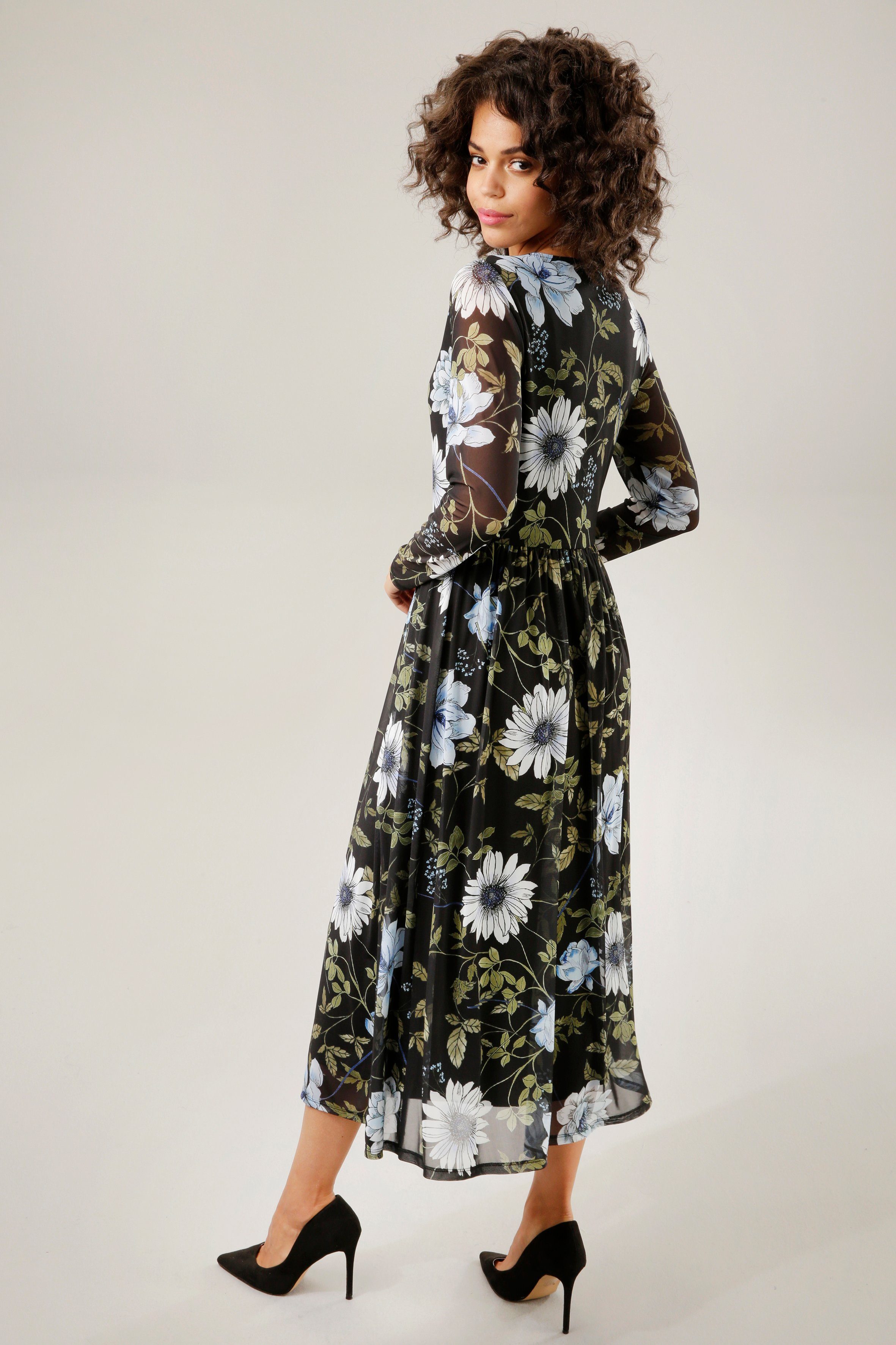Aniston CASUAL Midikleid mit großflächigem Blüten- und Blätterdruck günstig online kaufen