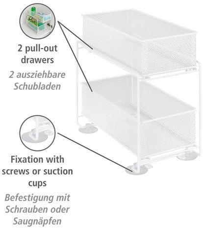 Komplett-Set 2 WENKO Ablageregal mit 3-tlg., Schubladenregal weiß | Etagen, weiß Gioma,