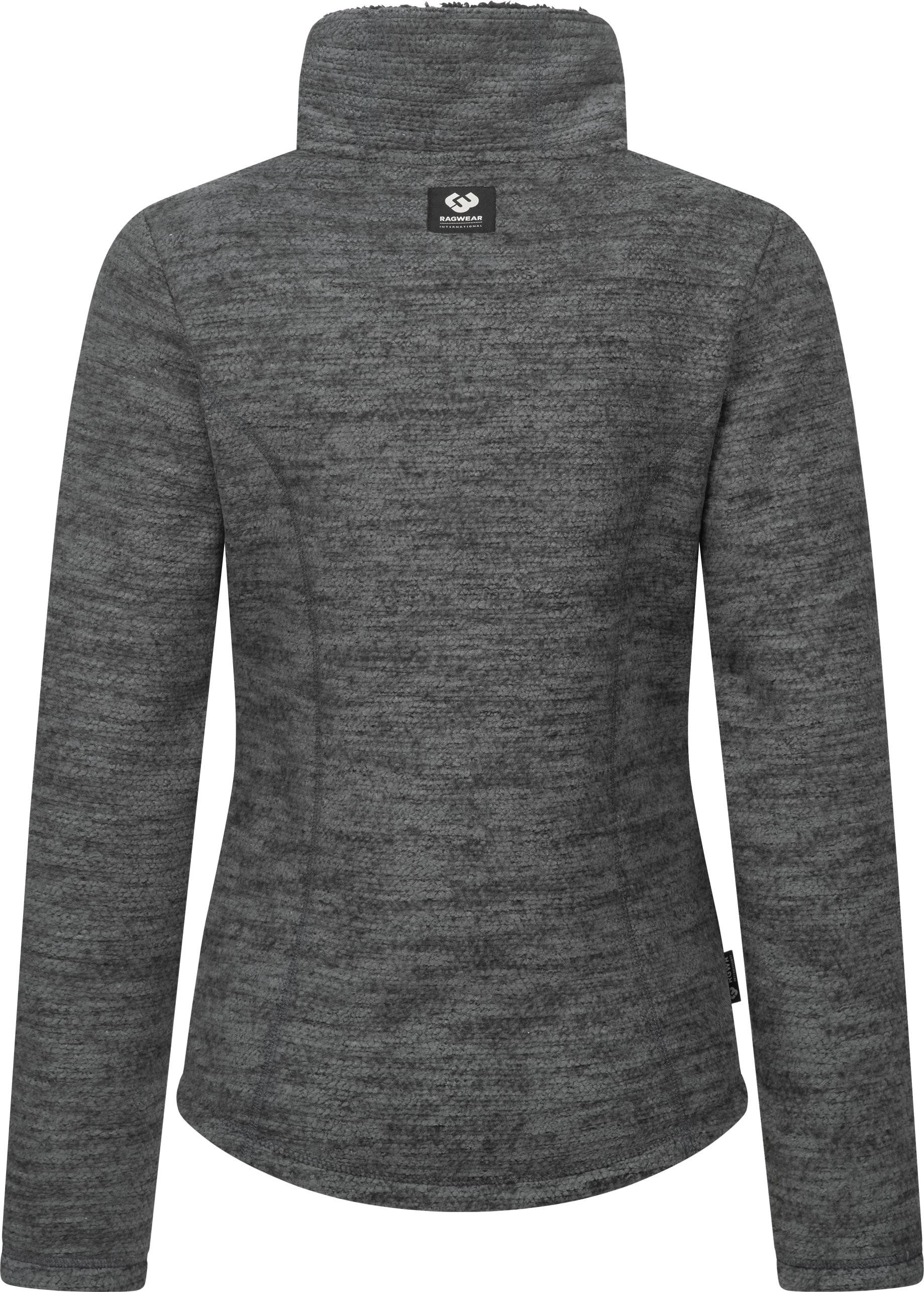 Ragwear Strickfleecejacke Saskie Melange Grob gestrickte Damen-Jacke mit Teddyfell-Futter