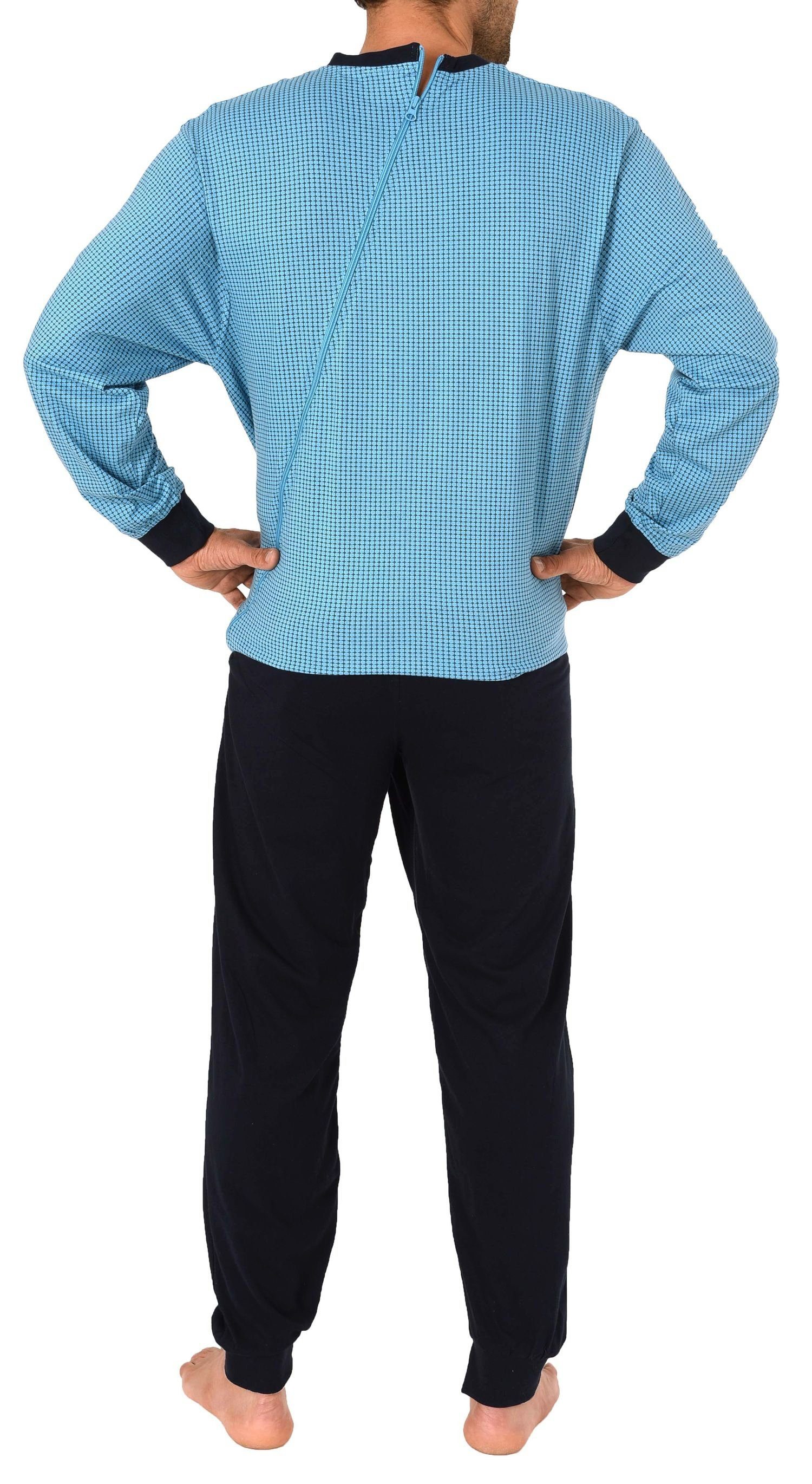 Normann Care Pyjama Herren Pflegeoverall langarm mit Reissverschluss an Hos günstig online kaufen