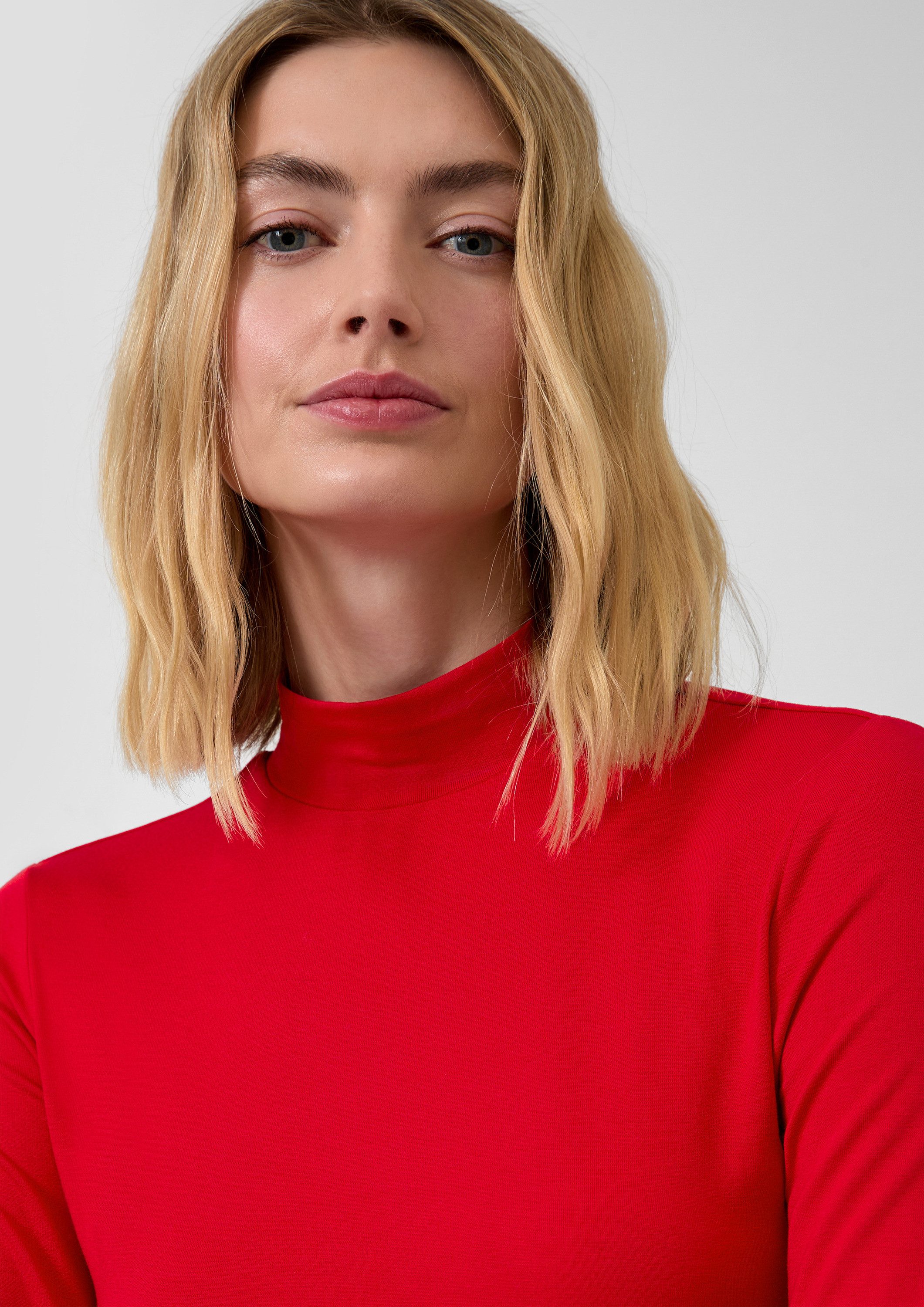 s.Oliver Langarmshirt T-Shirt Slim Fit Jerseyshirt mit Stehkragen – Bild 4 von 5