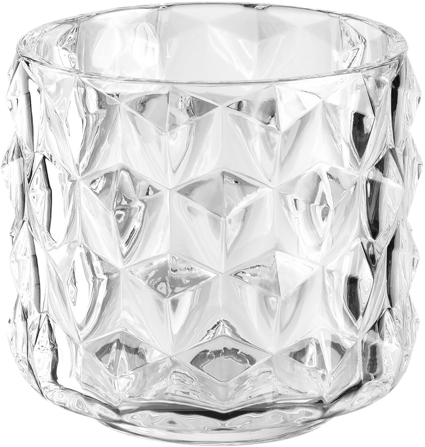 LEONARDO Teelichthalter Tischlicht POESIA, mit großen Rauten, Kerzenhalter (Set, 4 St), aus Glas, Höhe ca. 10 cm, Spülmaschinengeeignet