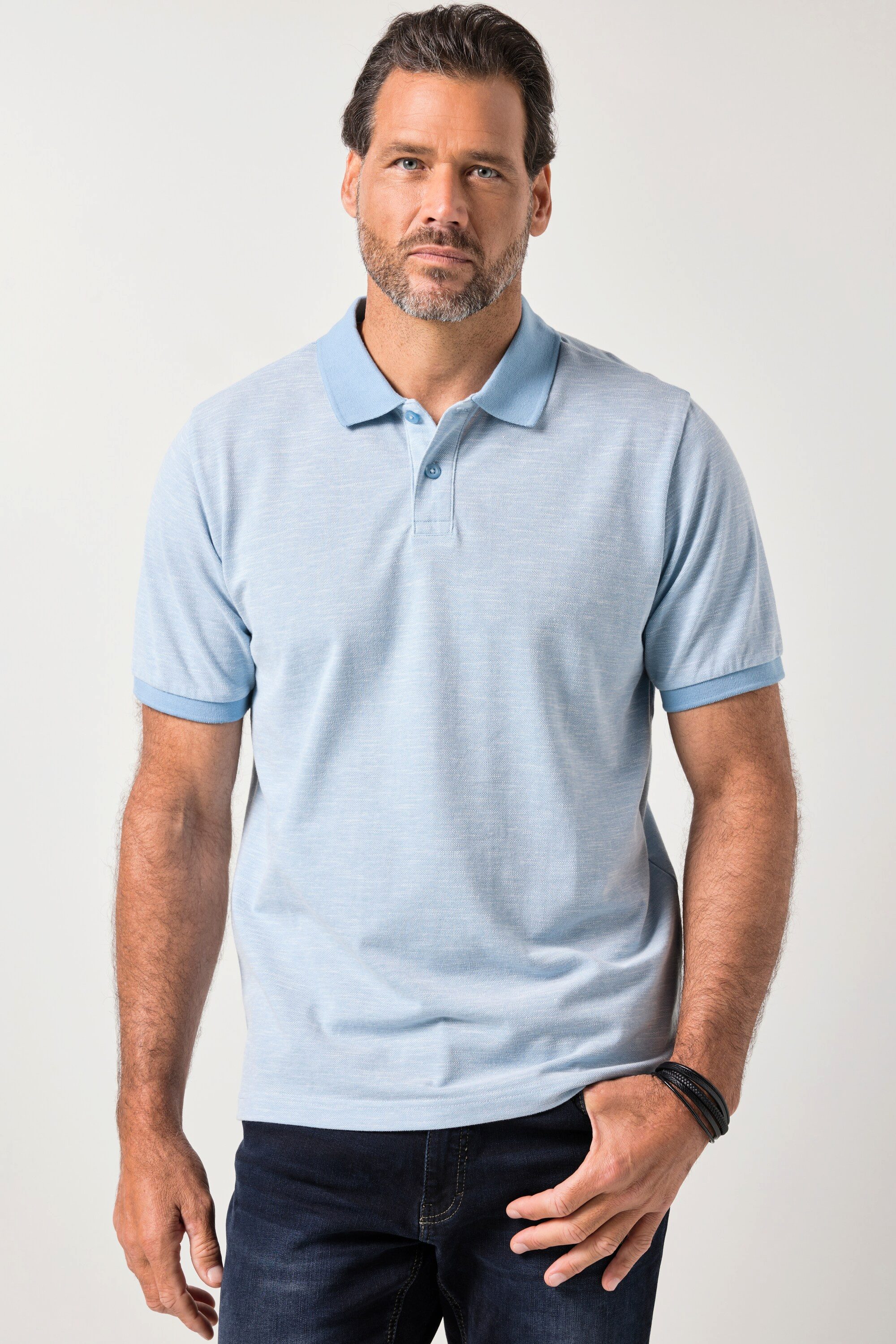 Poloshirt Poloshirt Halbarm Melange-Piqué