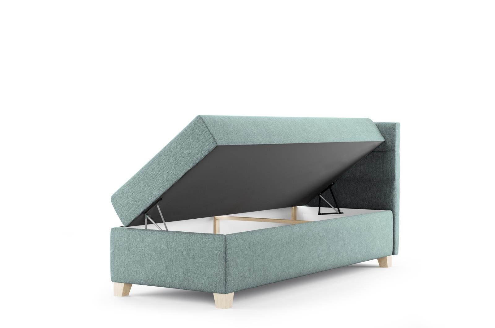 DONNA mit Velour Matratze, Beautysofa Polsterbett Mint Schlafzimmer 34) Topper MINI Bett (soro Boxspringbett