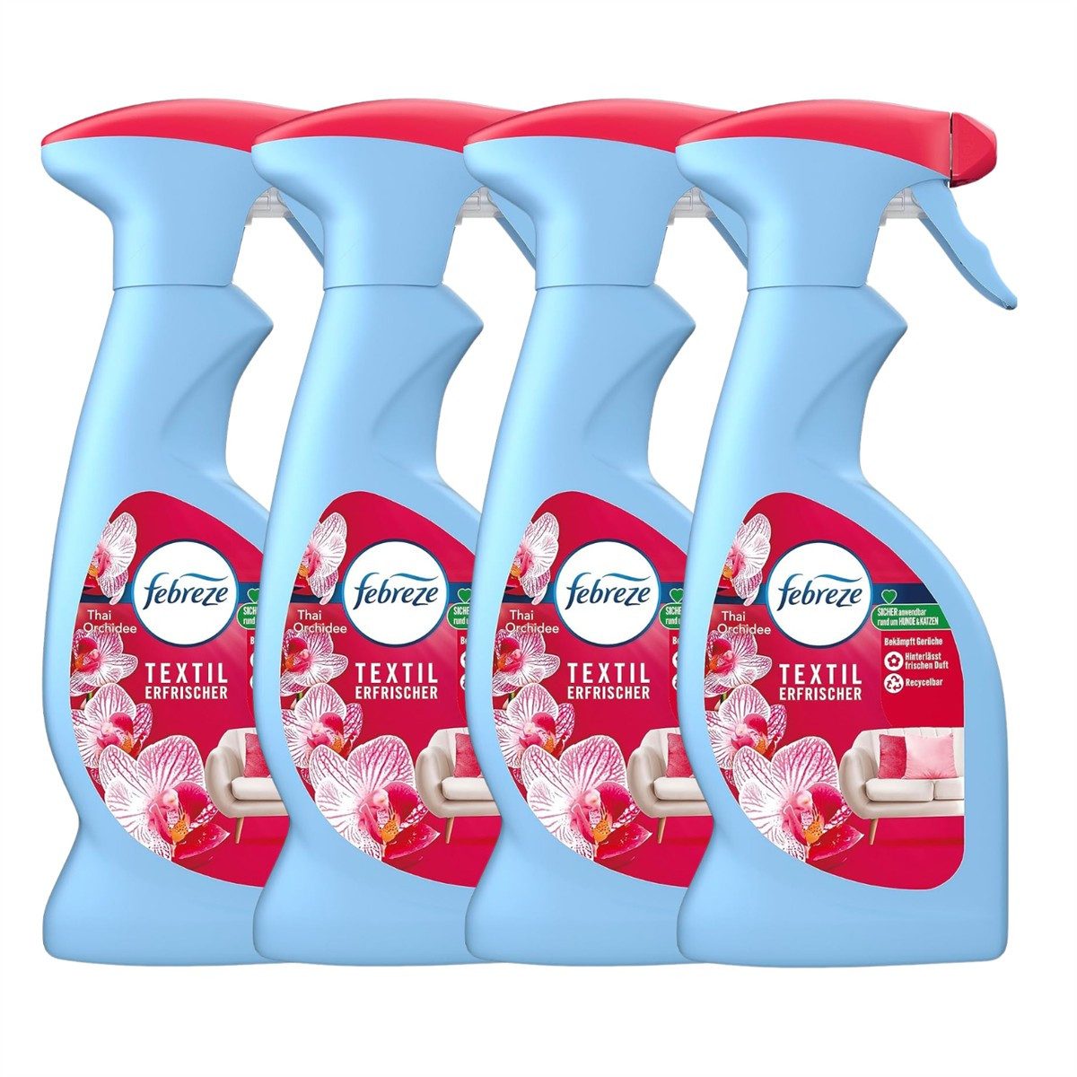 Febreze Wäscheparfüm 4x Febreze Textilerfrischer je 375ml Thai Orchidee Frische Luft
