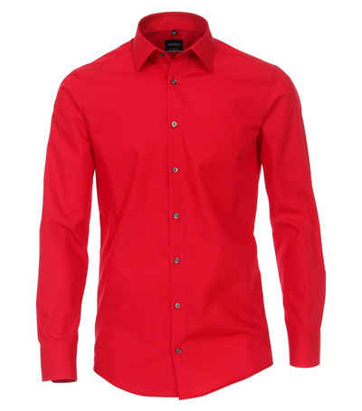 VENTI Businesshemd Businesshemd - Modern Fit - Langarm - Einfarbig - Rot