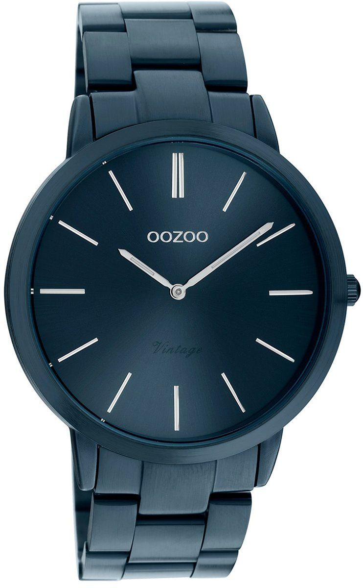 OOZOO Quarzuhr Oozoo Damen Armbanduhr blau, Damenuhr rund, groß (ca. 42mm) Edelstahlarmband, Fashion-Style | Quarzuhren