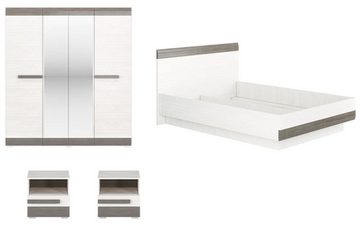 Feldmann-Wohnen Schlafzimmer-Set Blanco, (Set, 1 Kleiderschrank - 1 Bett - 2 Nachtkonsolen)
