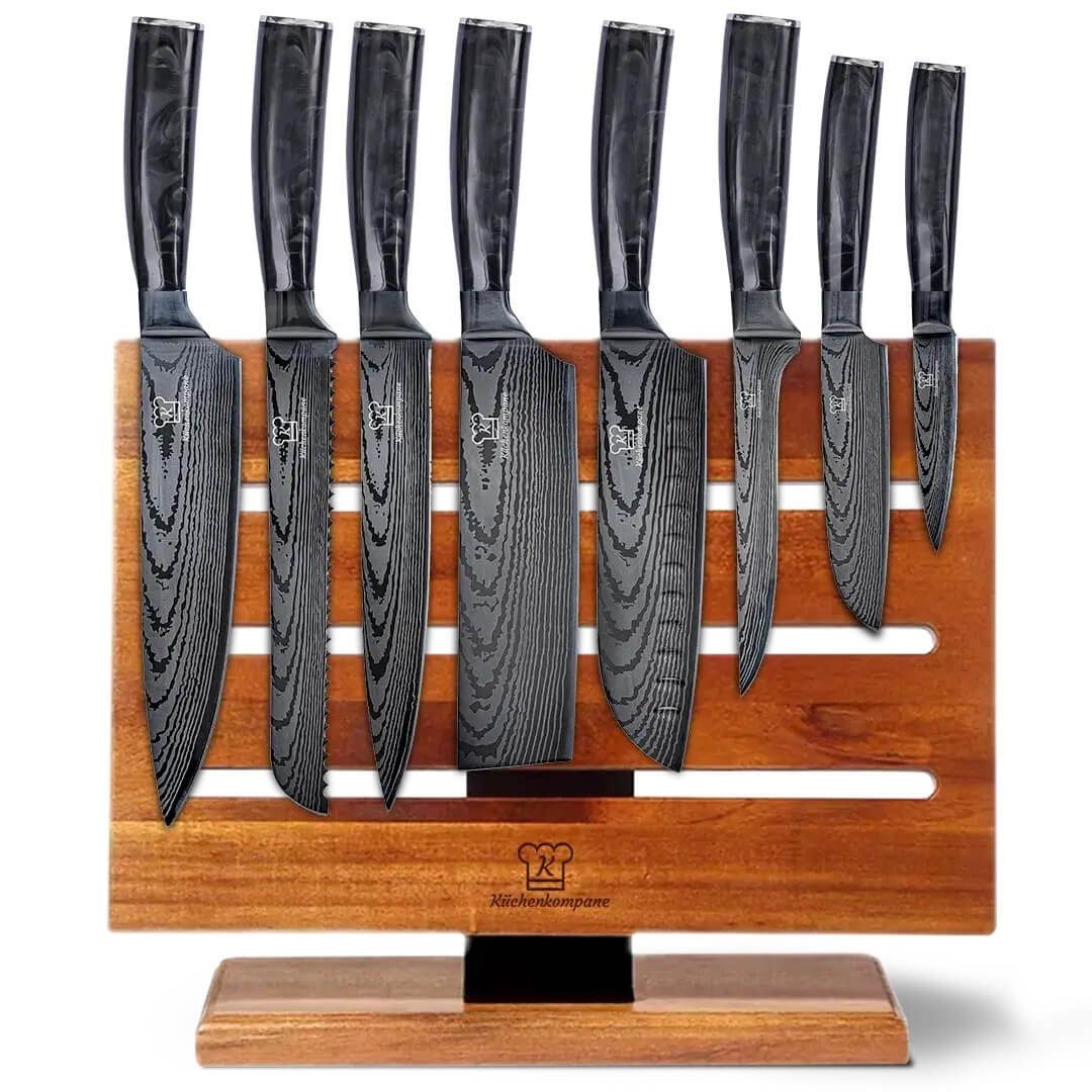 Küchenkompane Ножи-Set Küchenmesser Komibpaket mit magnetischem Ножиblock - Kuro (2-tlg)