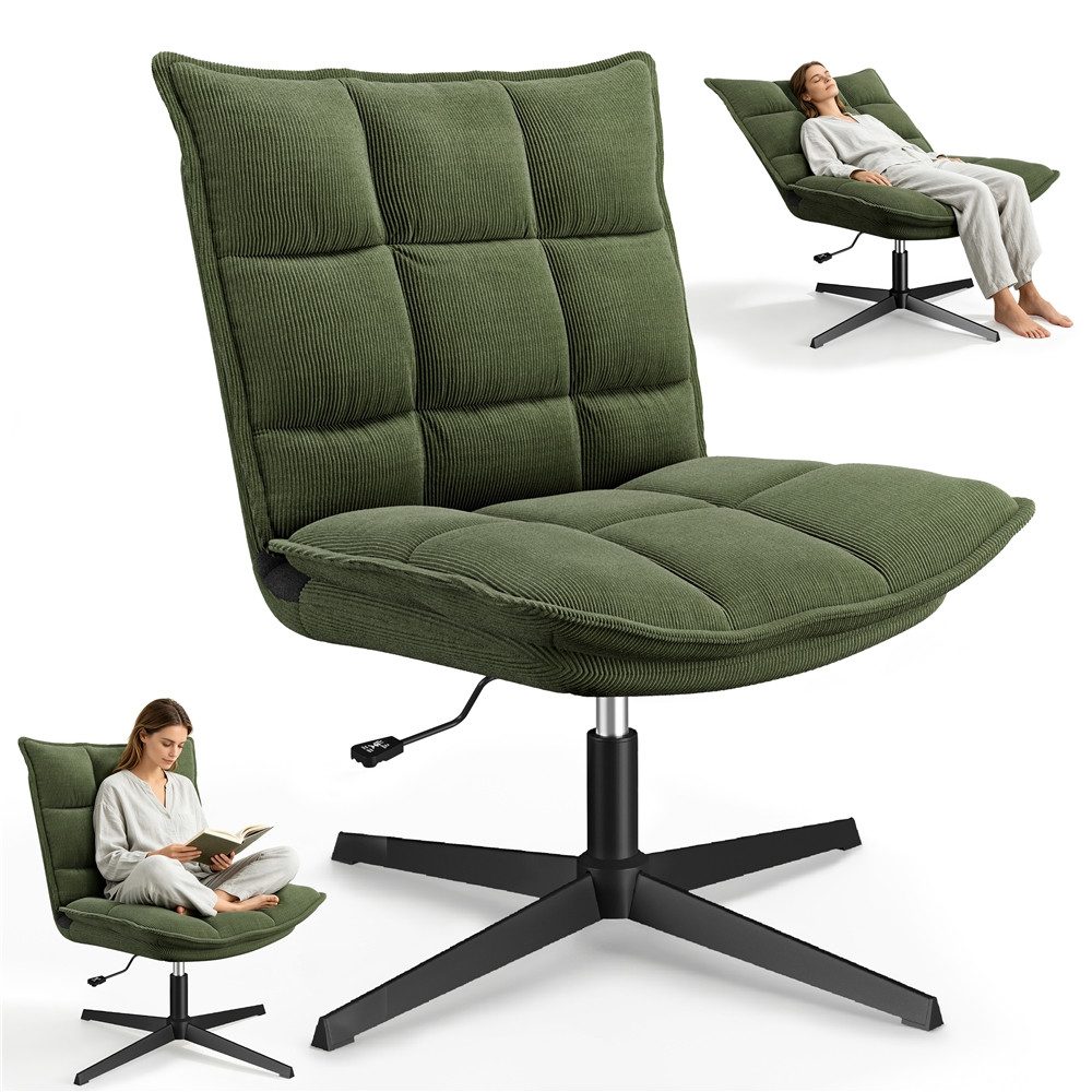 Yaheetech Drehstuhl mit 4-fach verstellbarer Rückenlehne & 70 cm breiter Sitzfläche, Polstersessel Loungesessel, ohne Armlehne, Sitzhöhe verstellbar