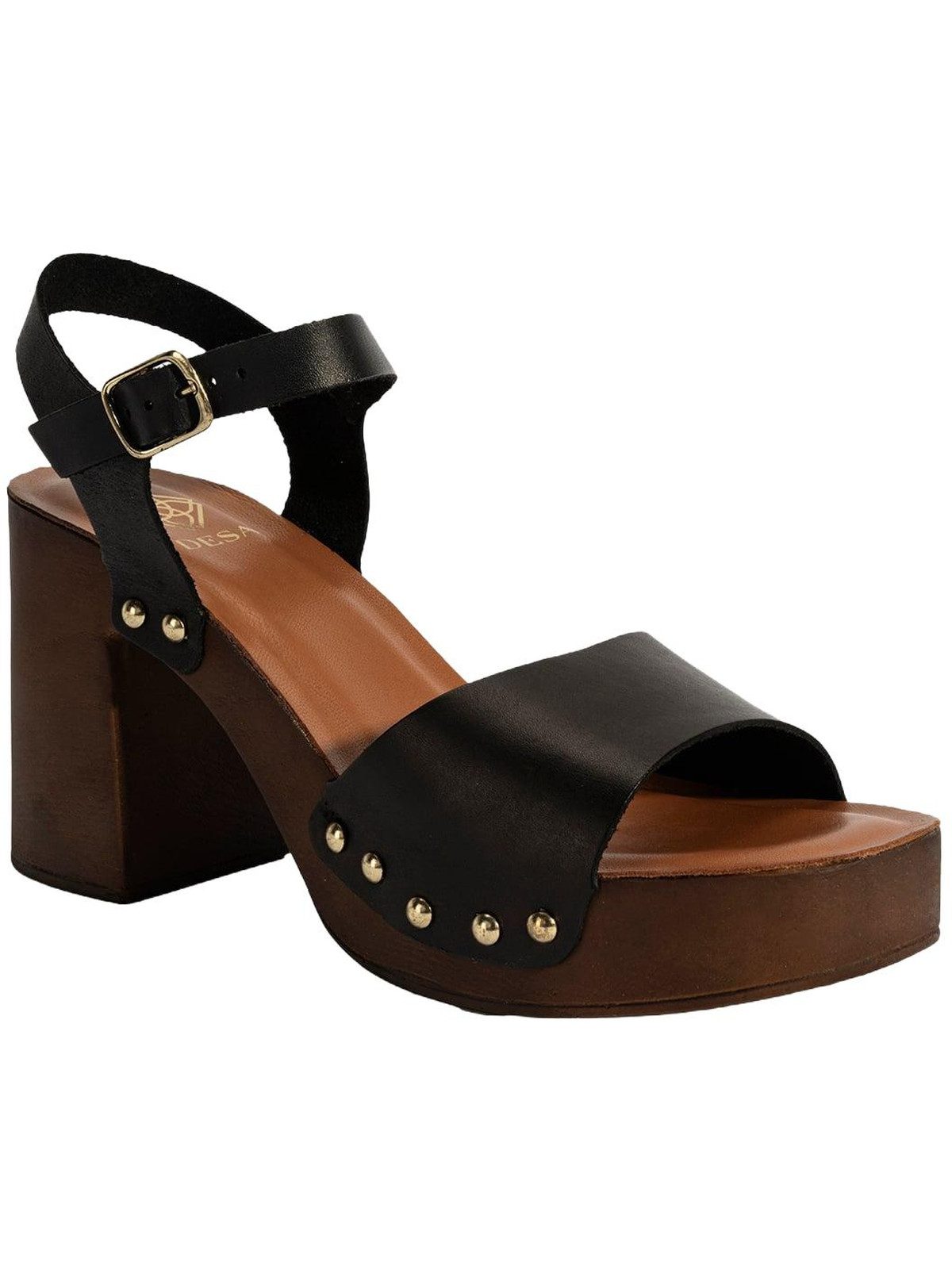 Desa Desa Damen-Ledersandalen – Plateauabsatz, Schnallenverschluss Slipper – Bild 5 von 5
