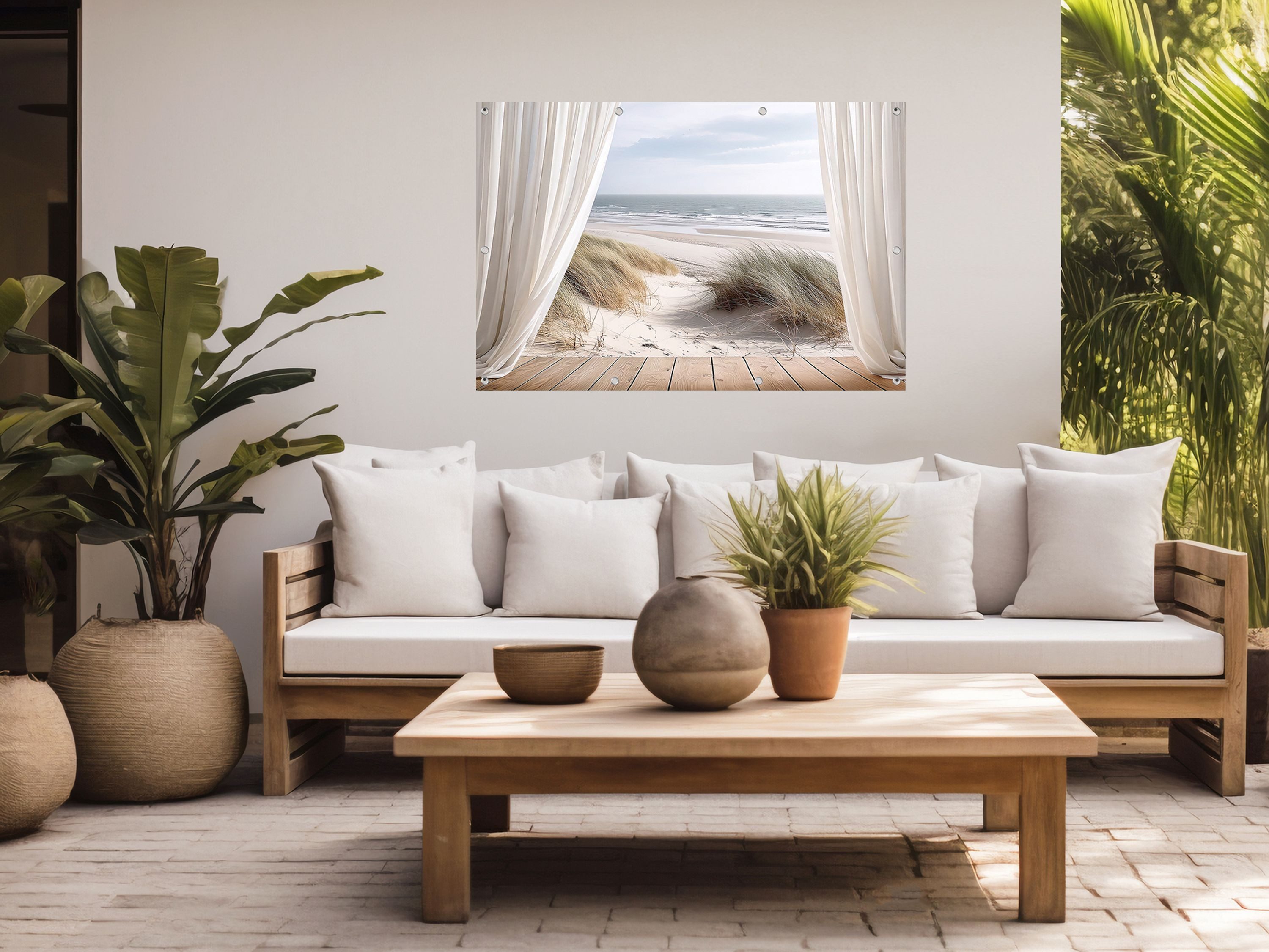 artissimo Poster XXL Garten-Poster 120x80cm Strand Fenster Outdoor-Deko, Outdoor-Poster: Strand & Dünen