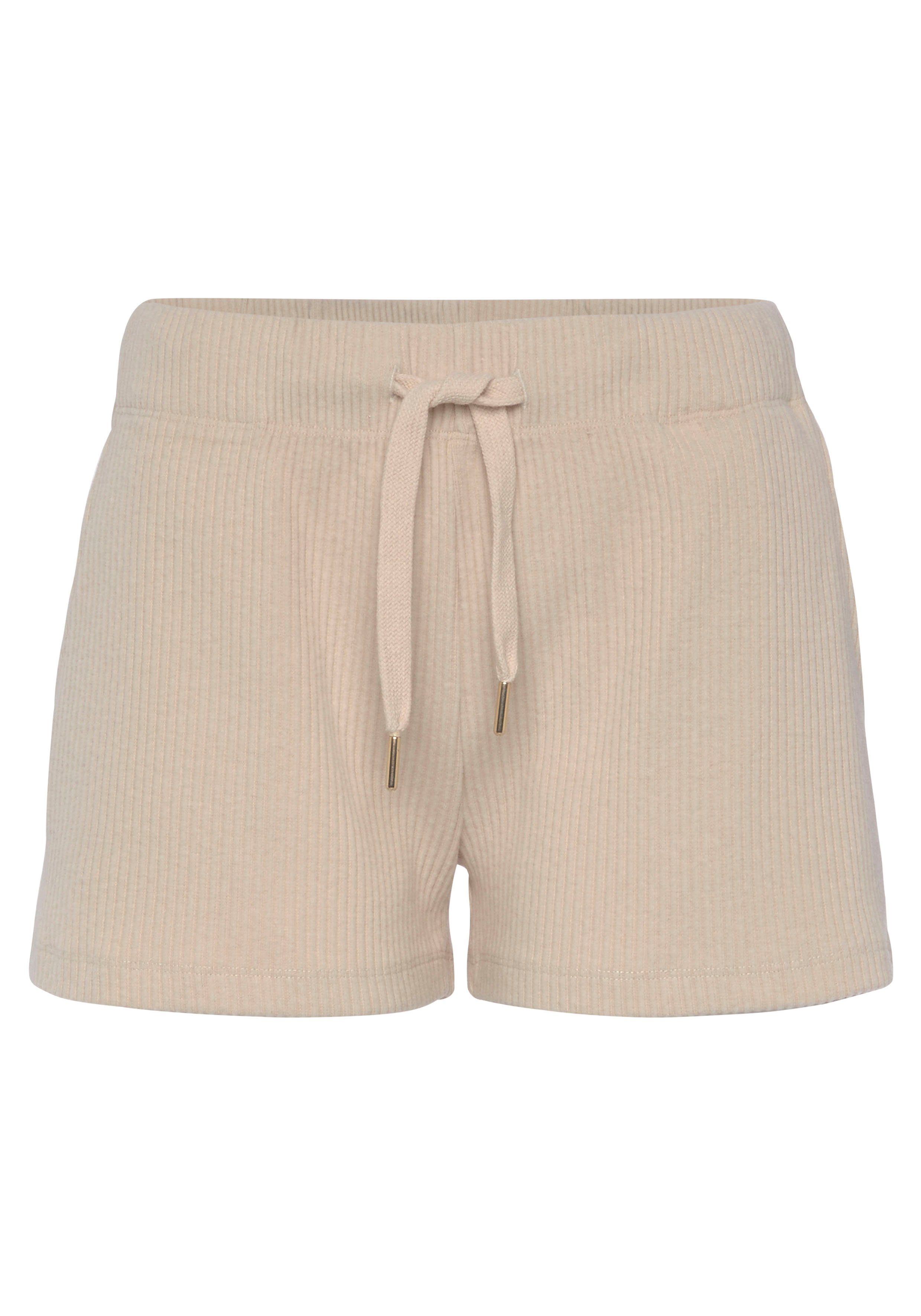 aus - Sweatshorts Kurze seitlichen creme Loungeanzug mit Taschen, s.Oliver Ripp-Qualität Hose