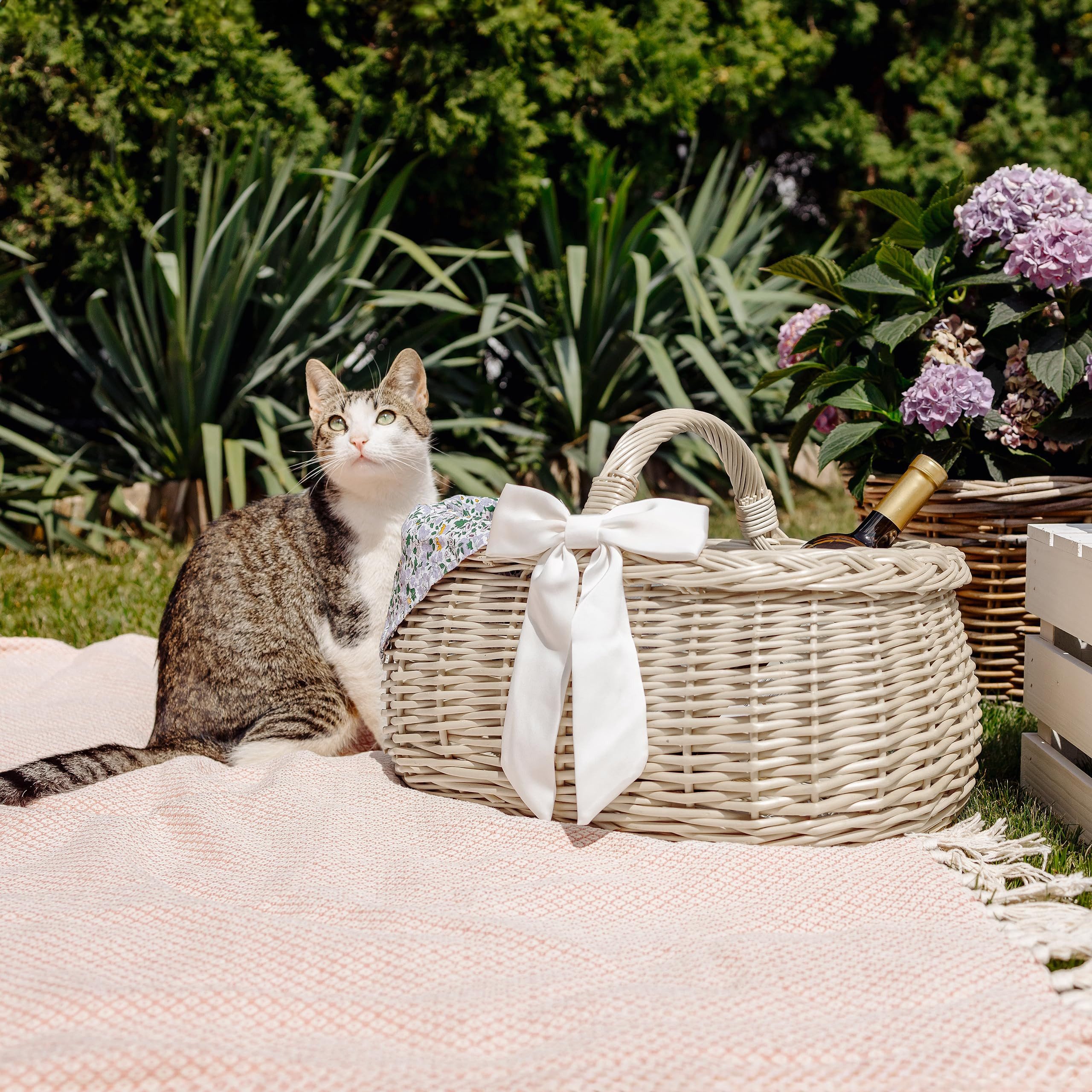Creative Home Einkaufskorb Picknickkorb Stoffeinlage Weidenkorb