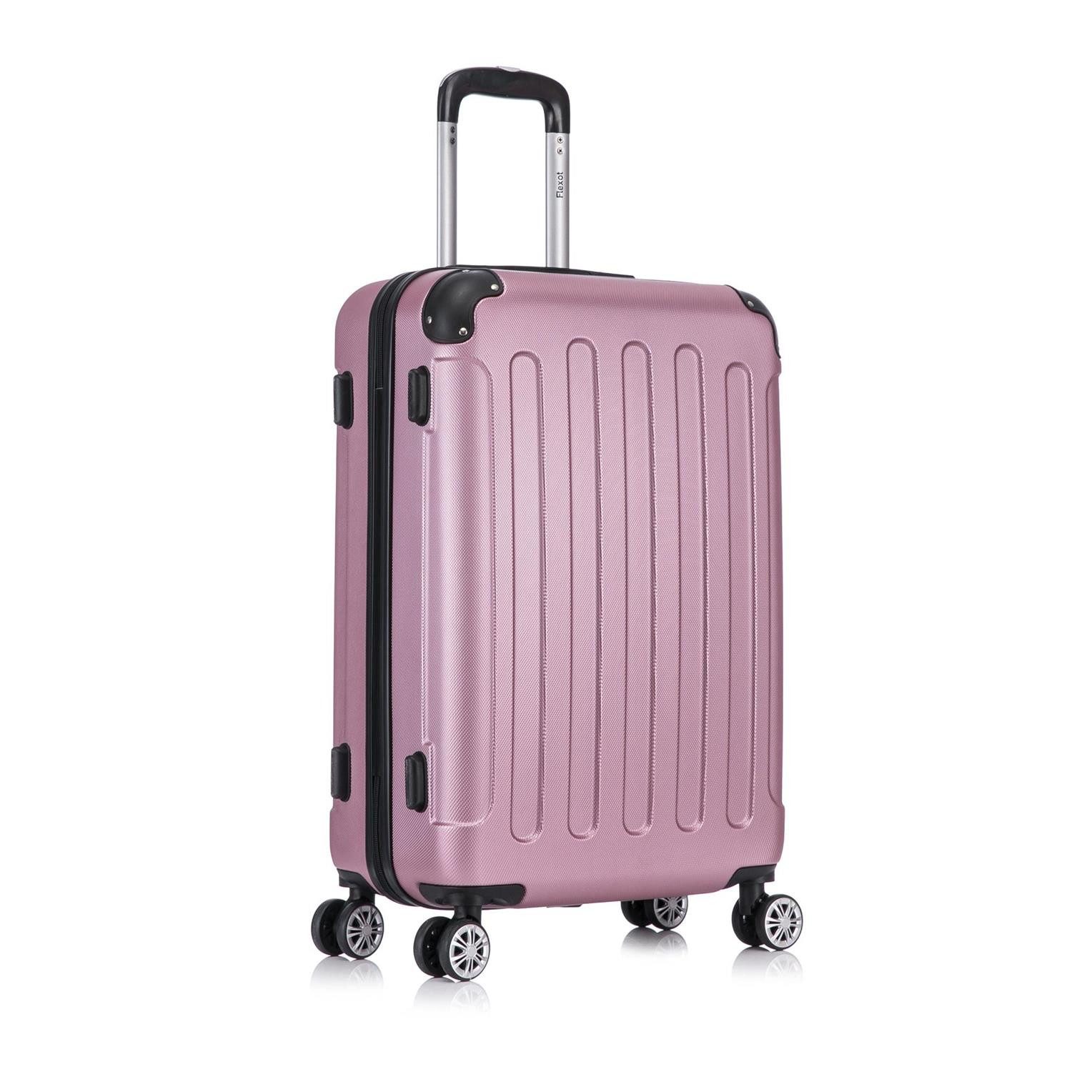 Flexot Hartschalen-Trolley F-2045 Kofferset, 360° Rollen, robuster Reisekoffer, Bordcase, 4 Rollen, Robuster und moderner Koffer mit vier 360° Rollen und Zahlenschloss