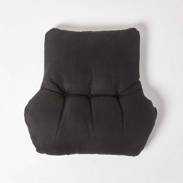 Homescapes Sitzkissen Rückenkissen schwarz – Rückenstützkissen 68 x 58 cm mit Velours-Bezug