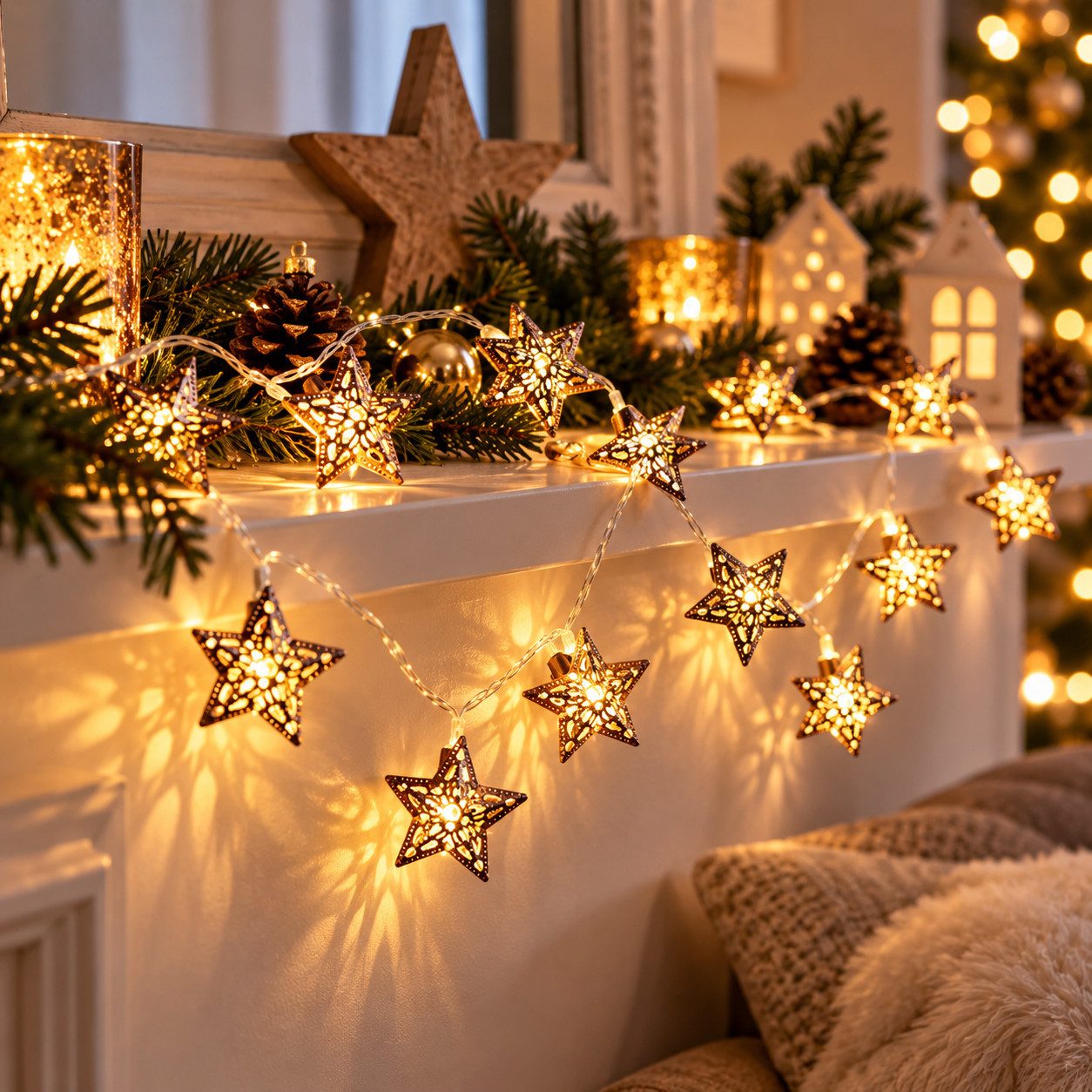 Weltbild LED-Lichterkette Stella Weihnachten 20 LEDs Weihnachtsdeko Adventsdeko LED Lichterkette, Wohnungsdeko Tischdeko Fensterdeko Dekobeleuchtung