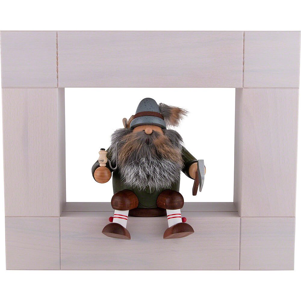 KWO Kunstgewerbe Werkstätten Räuchermännchen Zierrahmen für Kantenhocker, weiß lasiert (33x27cm) von KWO
