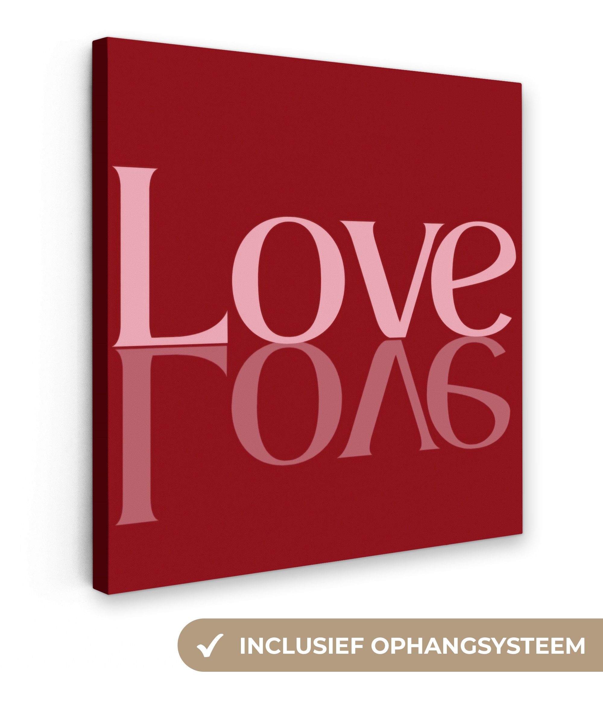 OneMillionCanvasses® Leinwandbild Liebe - Spiegel - Rot, Fotodruck (1 St), Wandbild, Deko Schlafzimmer Wohnzimmer Flur 20x20 cm