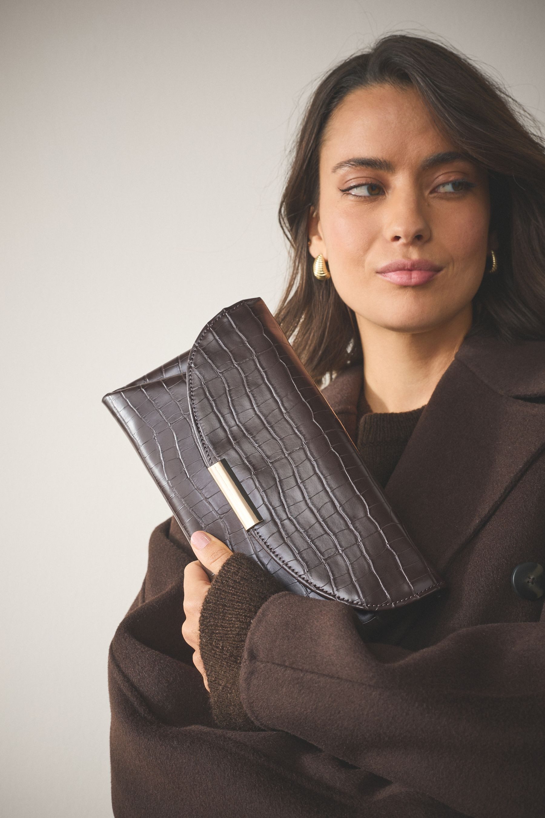 Next Clutch Glänzende Clutch in Kroko-Optik (1-tlg)