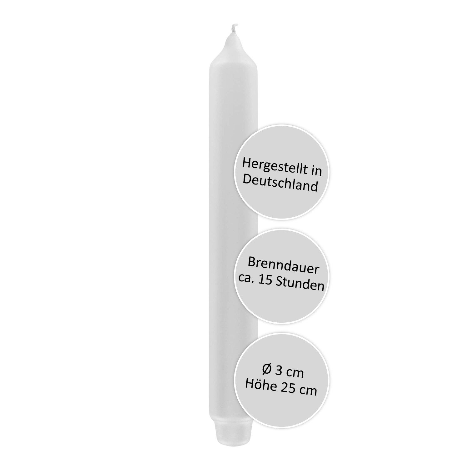 Fink Adventskerze FINK Stabkerze Candle - weiß - H. 25cm x B. 3cm x D. 3cm (1 Stück)