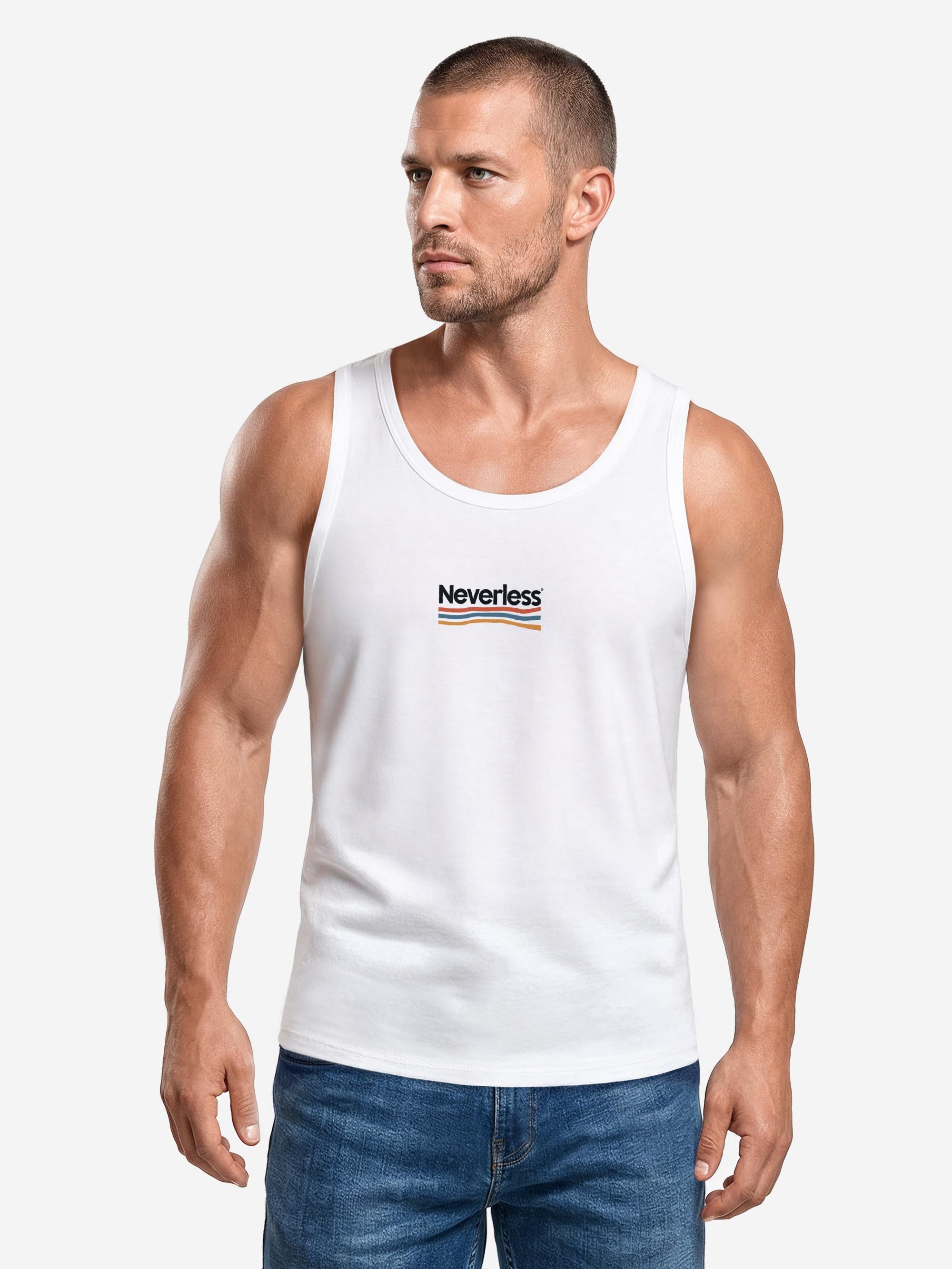 Neverless Tanktop Tanktop Herren mit Grafik-Print - Design waves and sun - Trägershirt mit Print