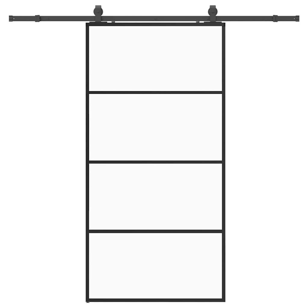 vidaXL Schiebetür Schiebetür mit Beschlag Schwarz 102,5x205 cm ESG-Glas
