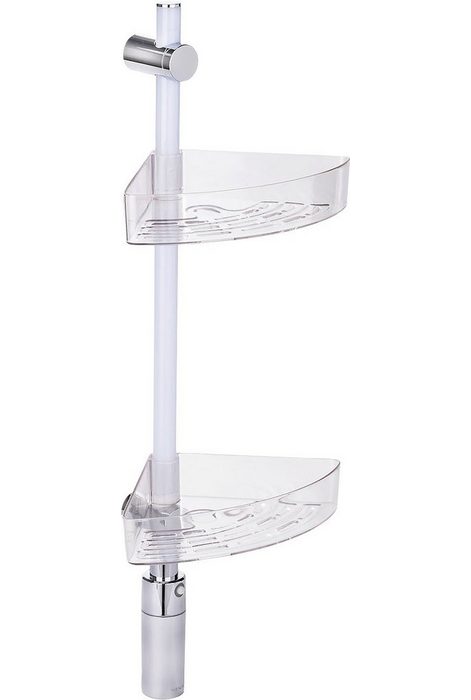 WENKO Duschregal LED Duscheckregal 74 cm LED-Duschstange mit Bewegungsmelder und 2 Ablagen