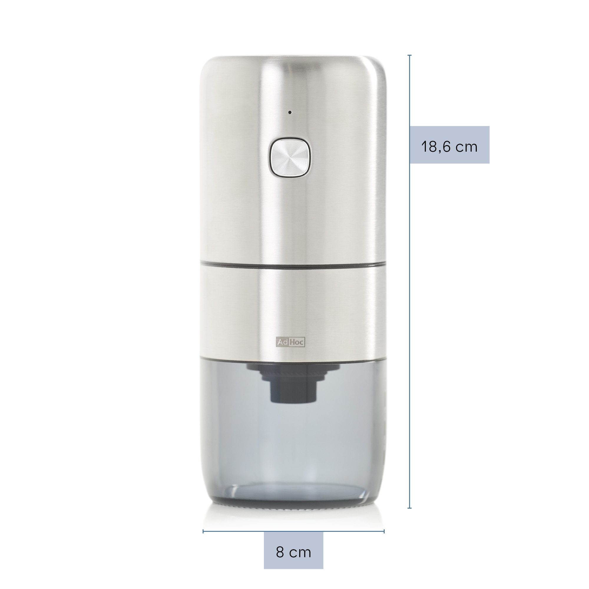 AdHoc Kaffeemühle i.Mill aufladbar, Kegelmahlwerk, 30 g Bohnenbehälter, leise, wiederaufladbar per USB-C
