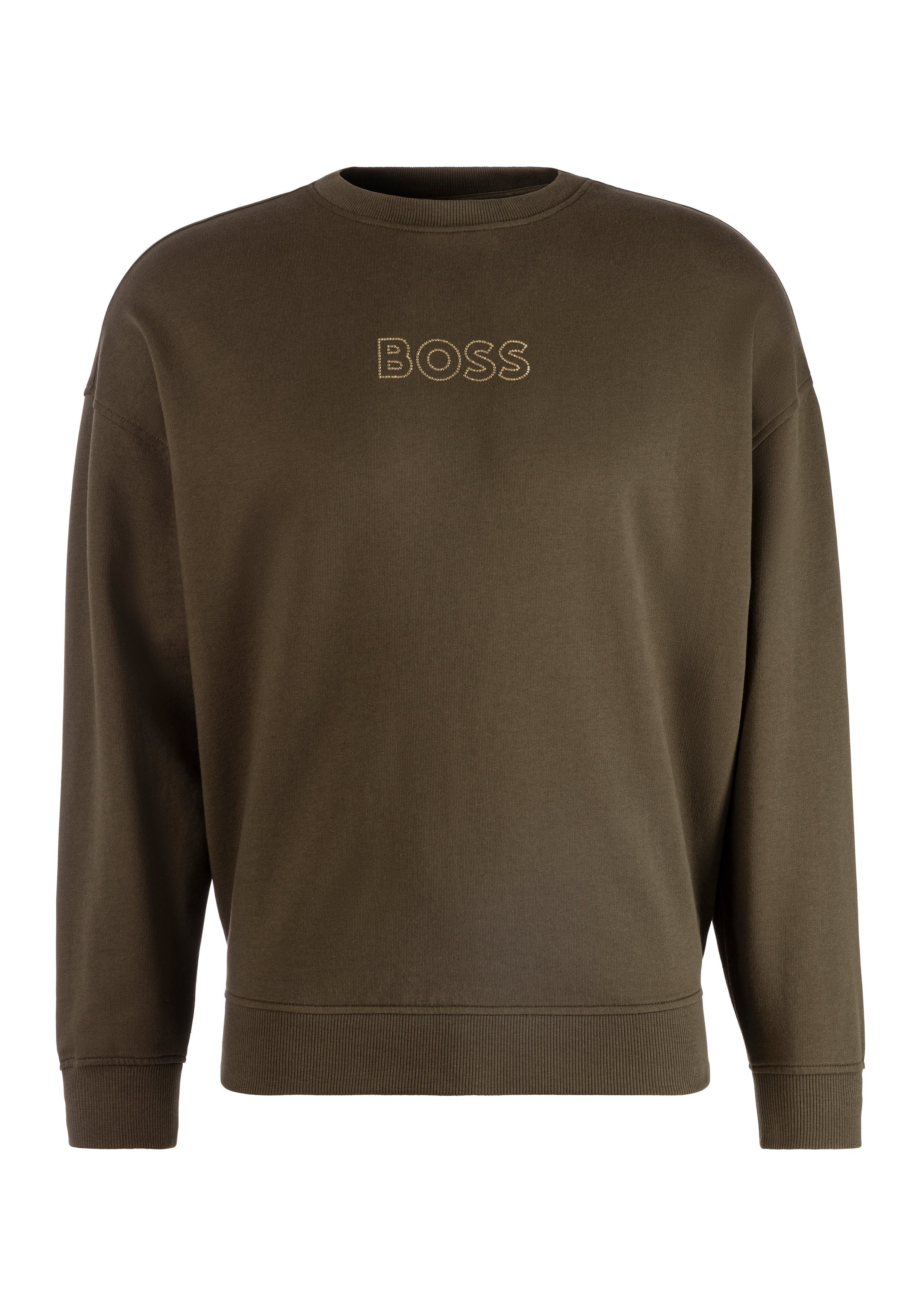 BOSS ORANGE Sweatshirt C_elaslogan_print1 mit BOSS-Schriftzug aus Schmucksteinen