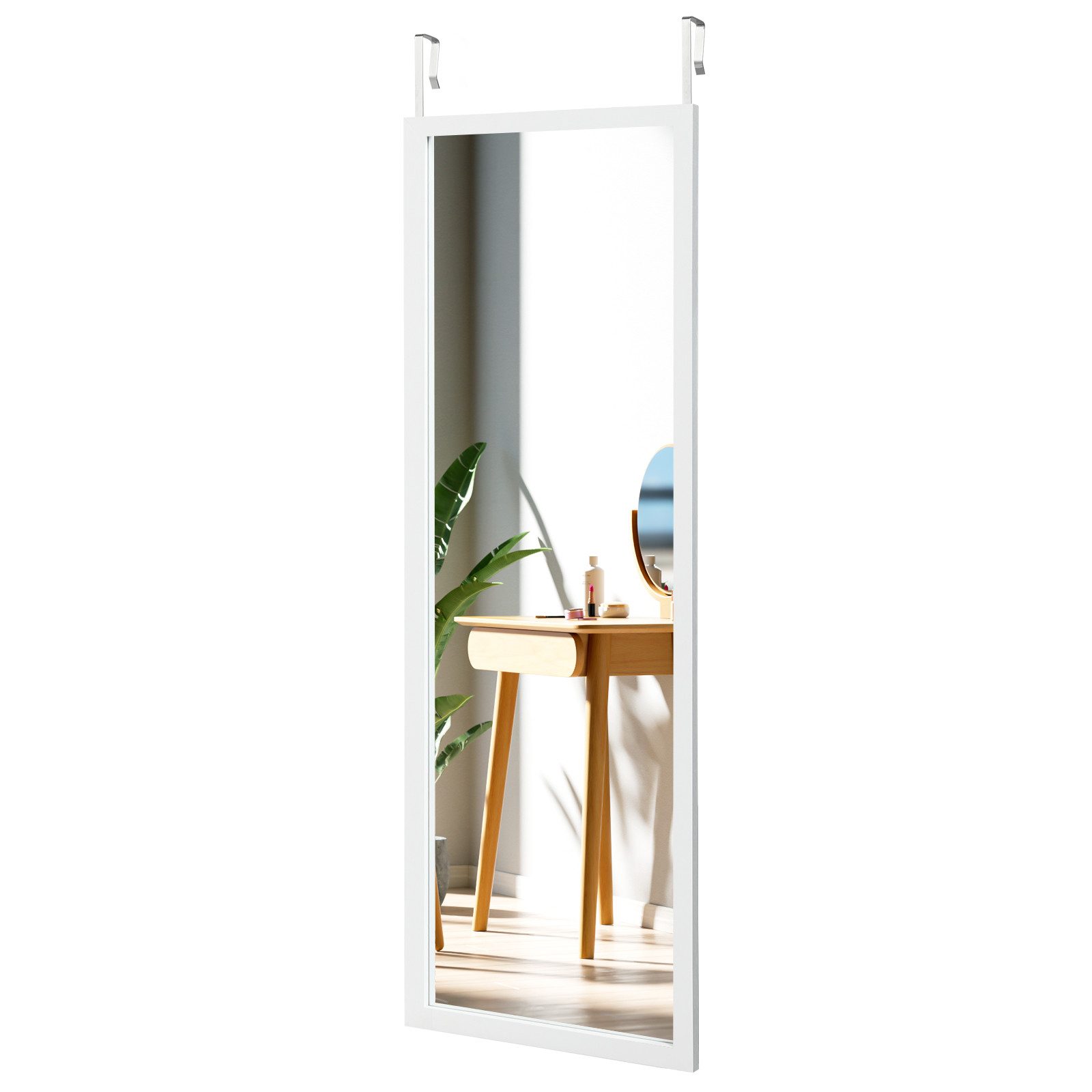 COSTWAY Wandspiegel, höhenverstellbare Hängehaken, Holzrahmen, 120 günstig online kaufen