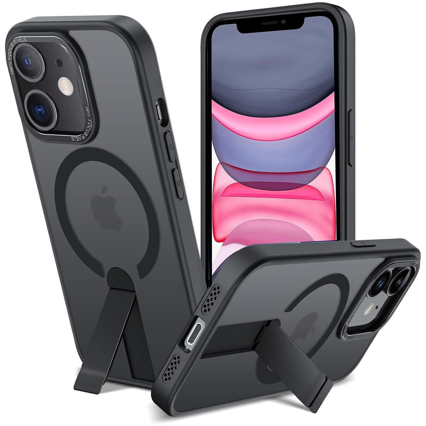 CoolGadget Handyhülle Kickstand Hybrid Hülle für iPhone 11 6,1 Zoll, Schutzhülle Militärschutz Ständer kompatibel mit MagSafe Magnetring