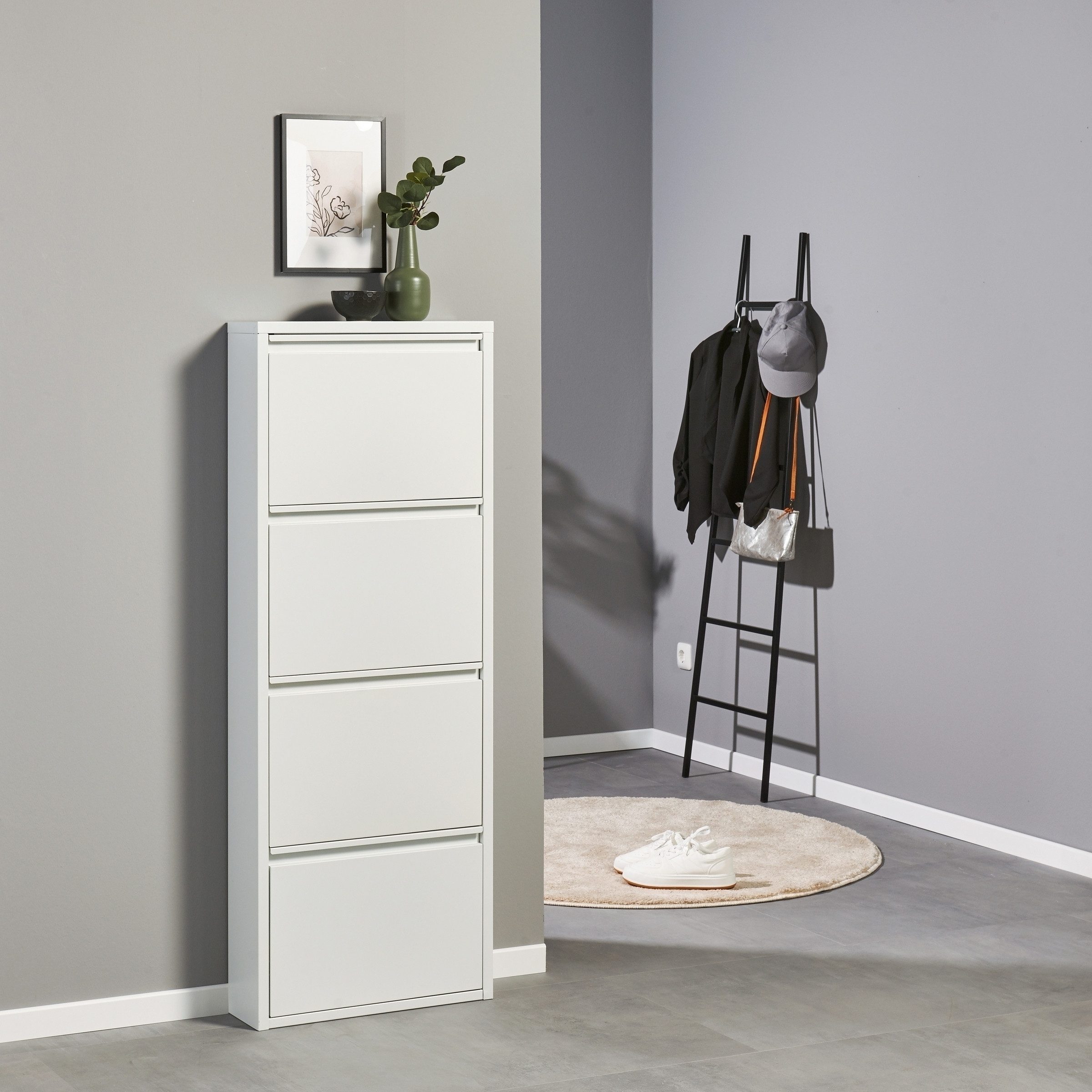 PREISBRECHER Schuhkipper Bert, 4 Klappen, 8 paar Schuhe, weiß, Metall - 51x günstig online kaufen