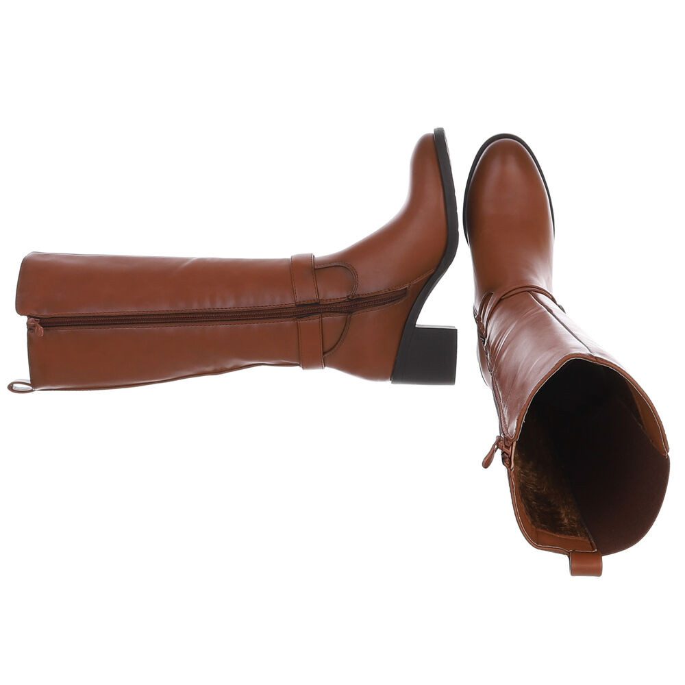 Ital-Design Damen Stiefel mit Gürtelschnalle und Blockabsatz Stiefel (90109 günstig online kaufen