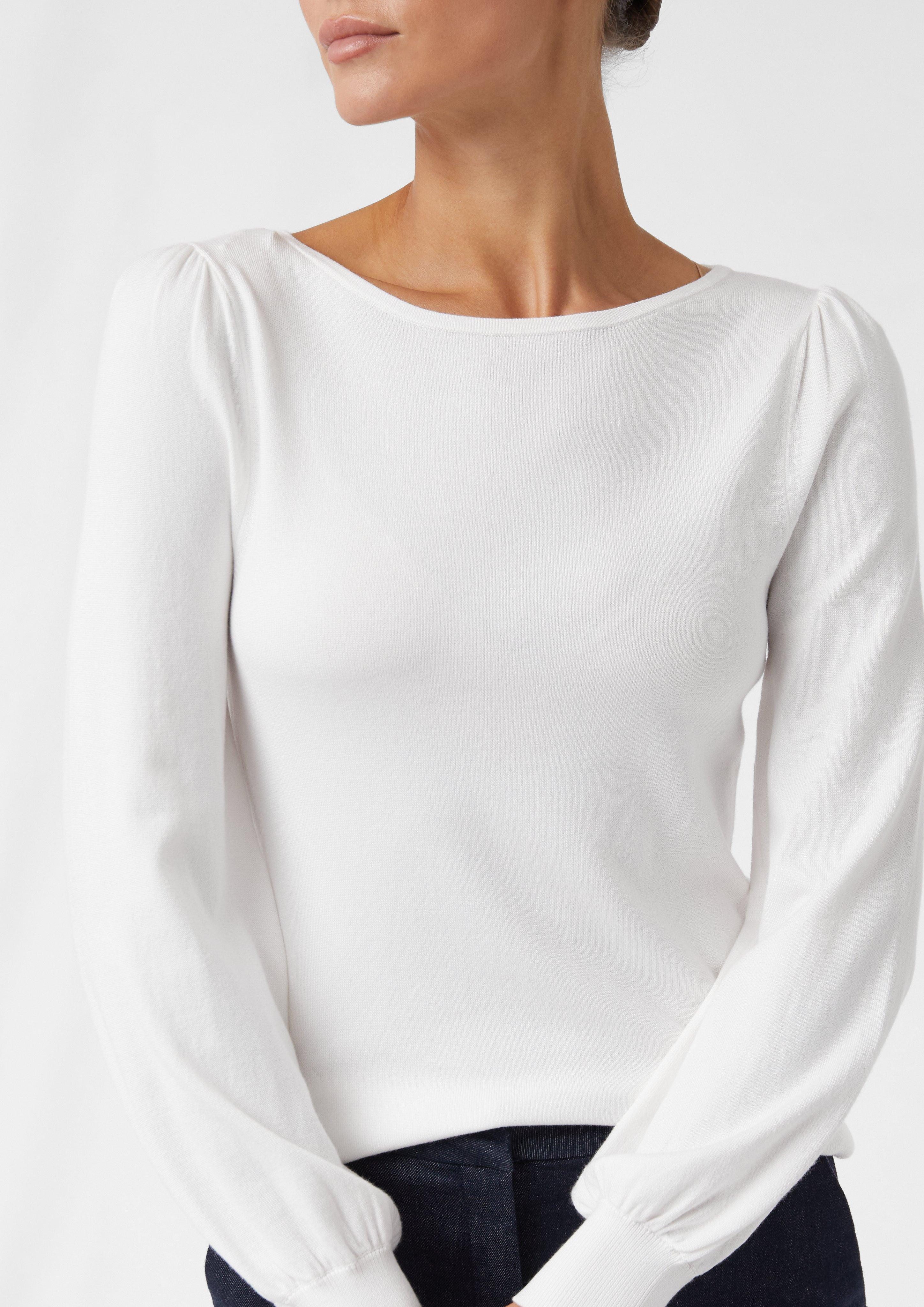 comma Langarmshirt Feinstrickpullover mit leichten Ballonärmeln günstig online kaufen