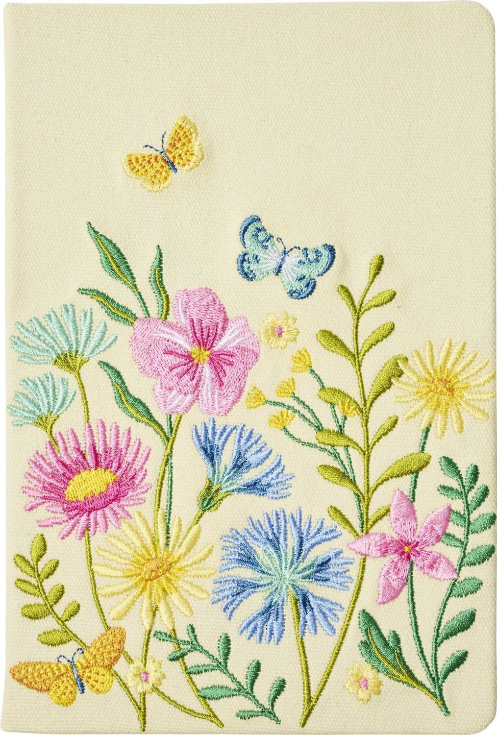 Blütenträume Notizbuch bestickt, A5 - 240 Seiten, beige / diverse, Toll als Journal oder Tagebuch. Notebook A5 dotted mit hochwertigem Leineneinband und farbenfroher Blumen-Stickerei
