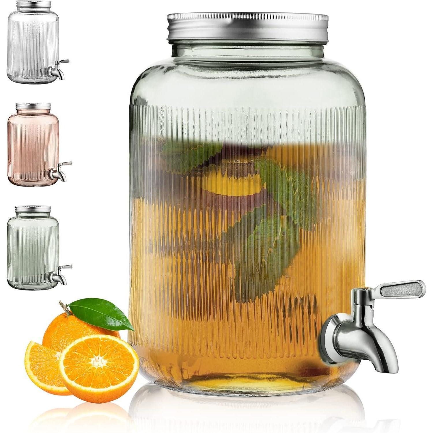 Getränkespender Getränkespender Glas 4L Edelstahlhahn Picknick grün 3. Grün