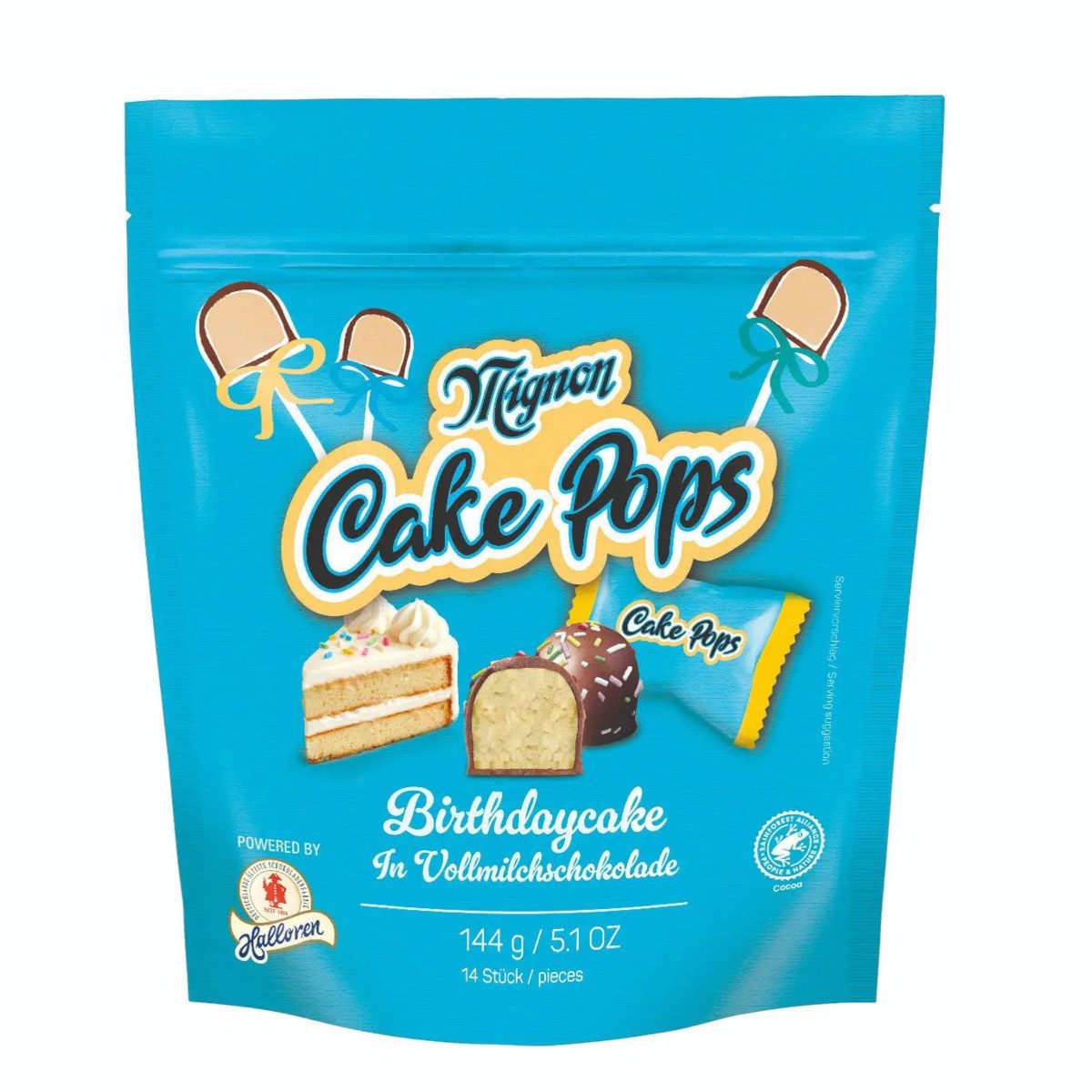 Halloren Schokolade, Halloren Mignon Cake Pops Birthdaycake Praline mit Kuchencreme 144g