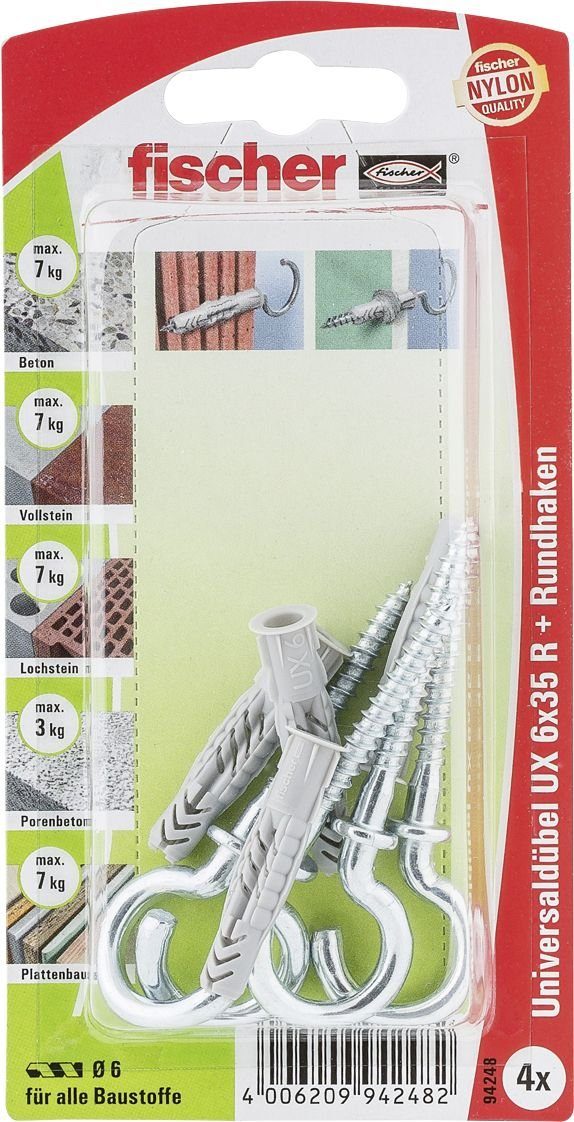 Fischer Dübel-Set und mm 4 6.0 Fischer x fischer Befestigungstechnik UX Schrauben- Universaldübel-Set 35 -