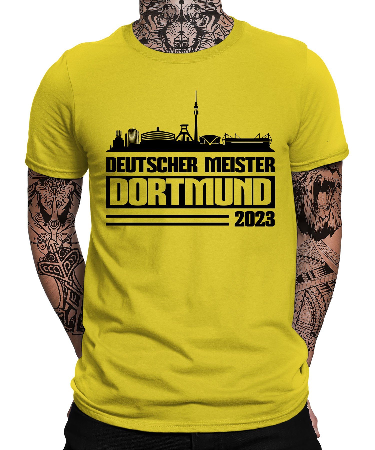 Quattro Formatee 2023 Fußball Ruhrpott Deutscher Meister - Kurzarmshirt (1-tlg) Herren Dortmund Gelb T-Shirt